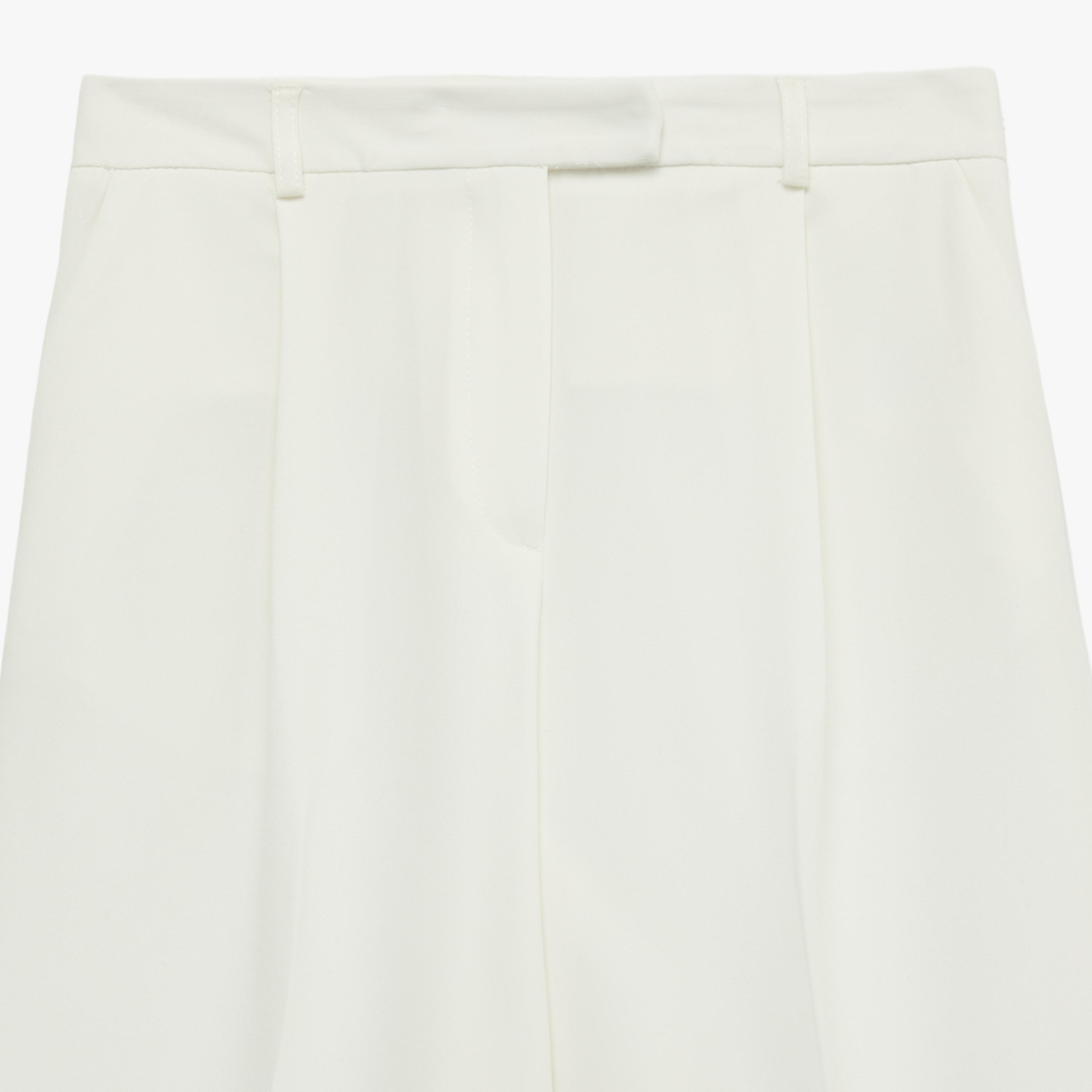 KOTON White Plain Hook and Bar Wide Leg Women's Trousers-women-clothing-bottoms-trousers-image-6