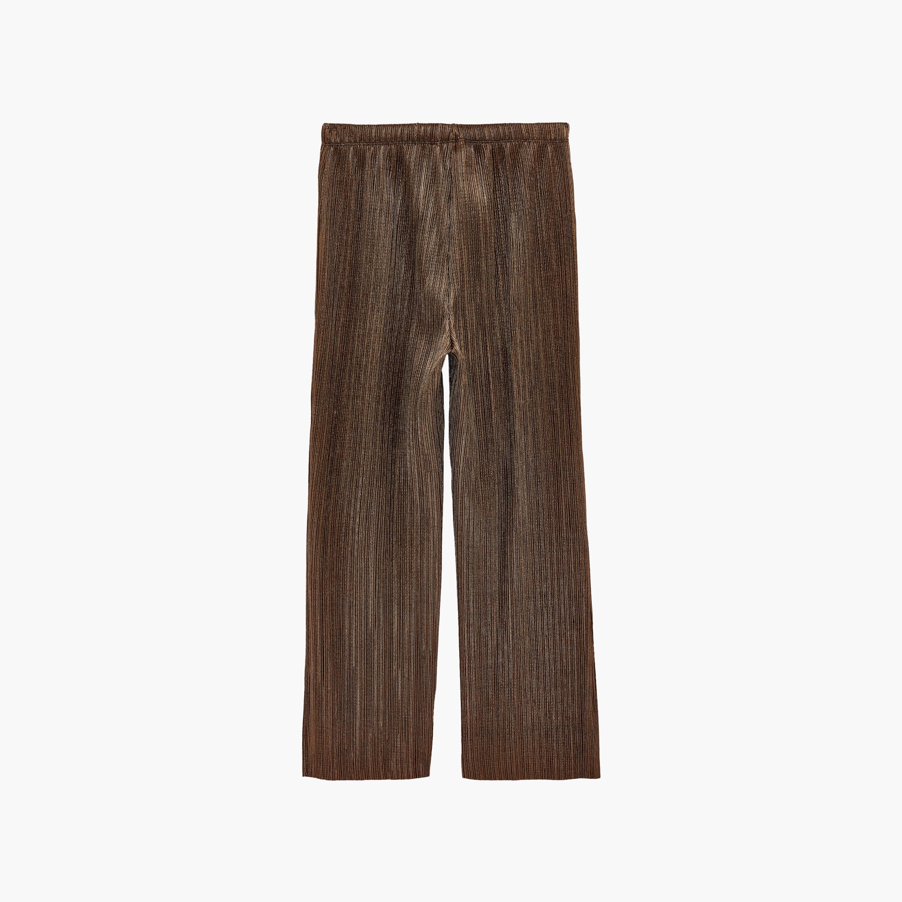 KOTON Brown Pleated Elasticated Waist Wide Leg Women's Trousers-women-clothing-bottoms-trousers-image-7