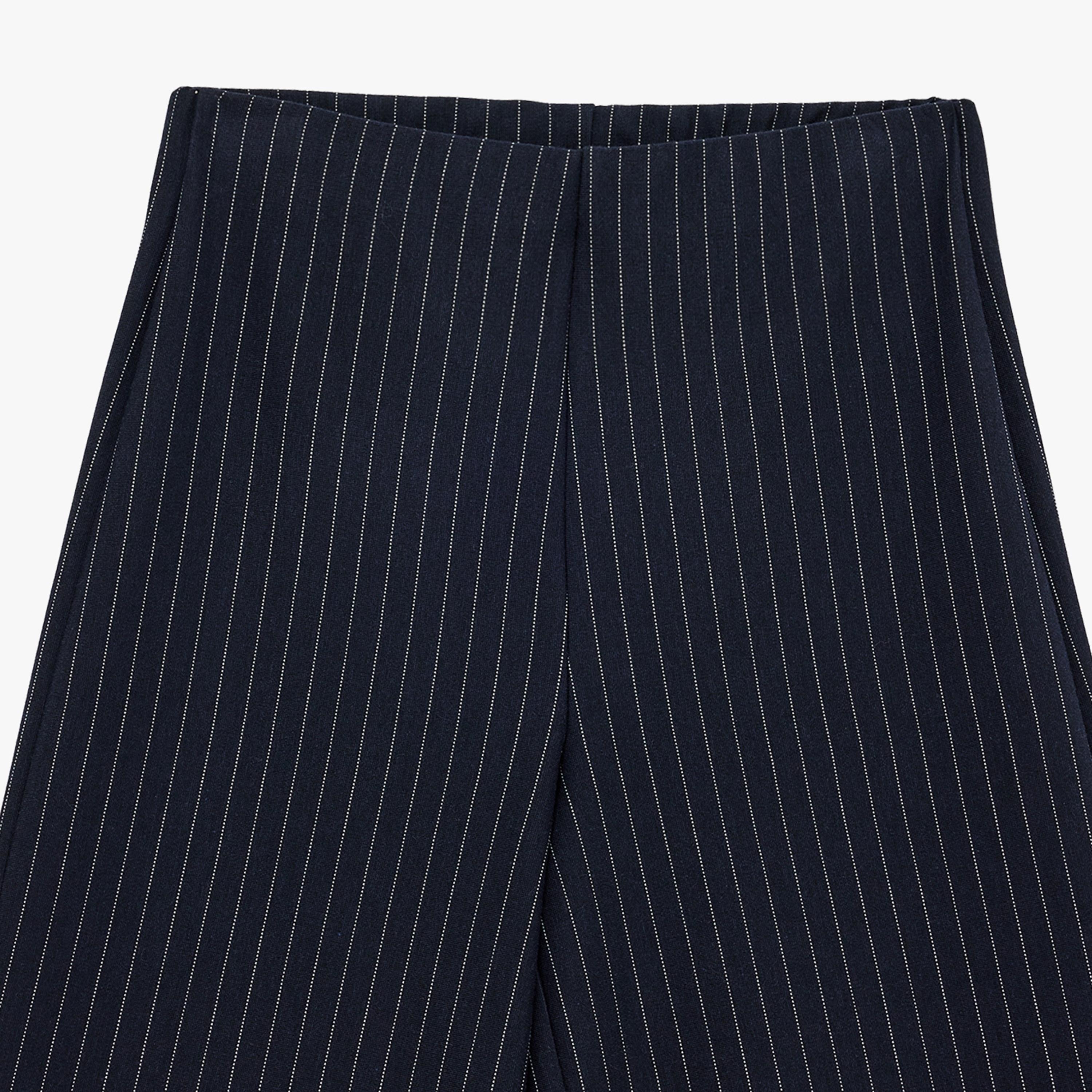 KOTON Navy Striped Hook and Bar Wide Leg Women's Trousers-women-clothing-bottoms-trousers-image-6