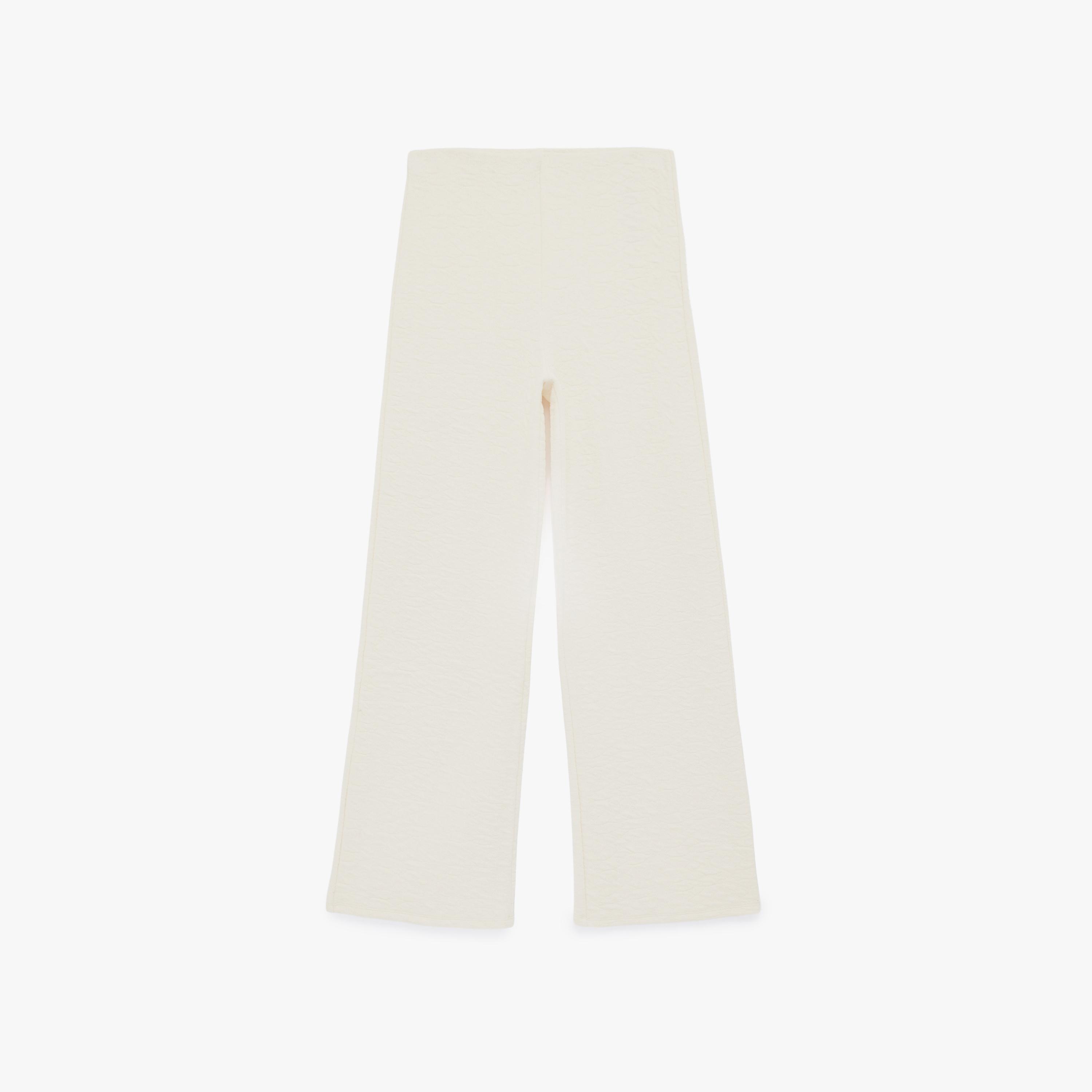 KOTON Cream Textured Cotton Straight Women's Trousers-women-clothing-bottoms-trousers-image-4