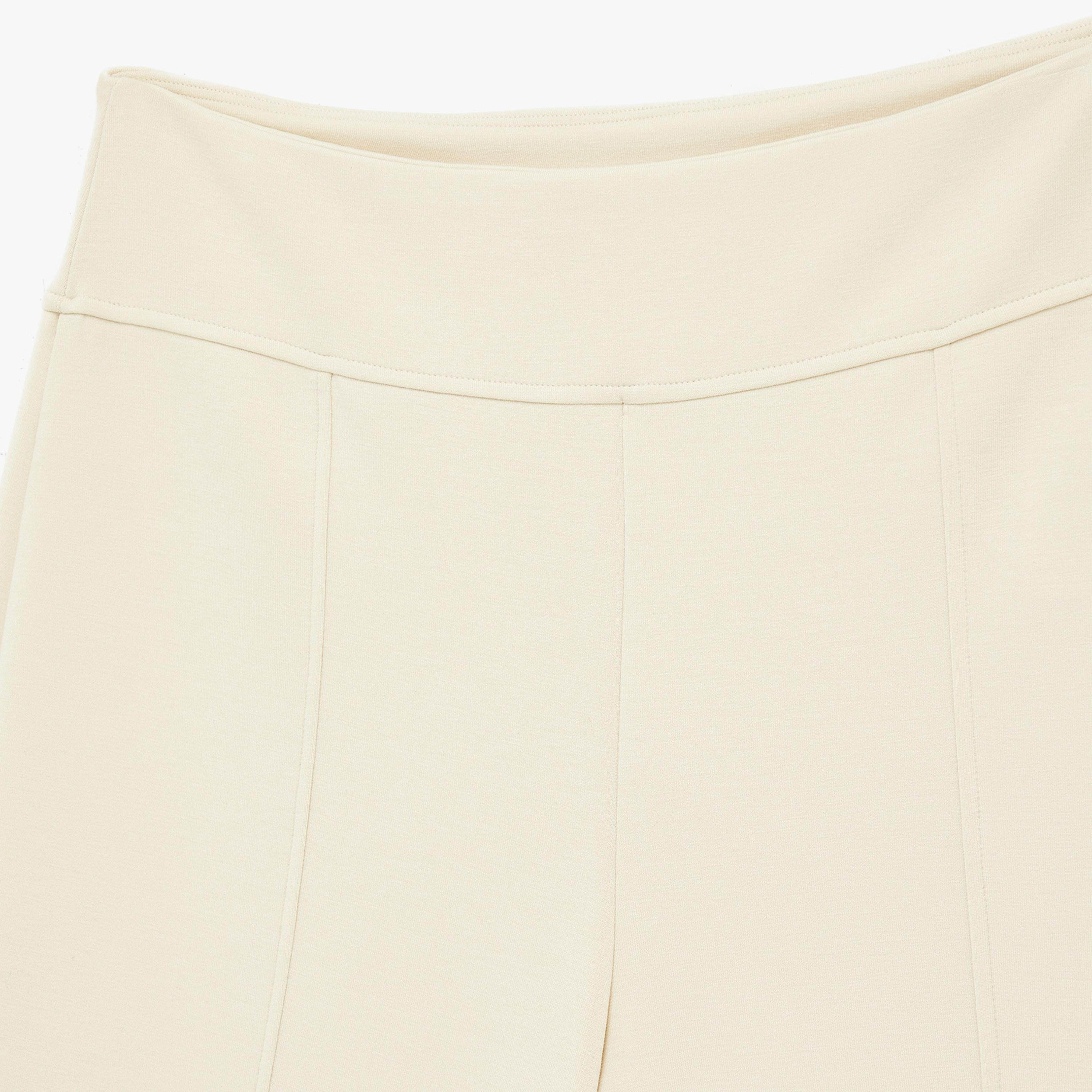 KOTON Cream Plain Modal Wide Leg Women's Trousers-women-clothing-bottoms-trousers-image-6