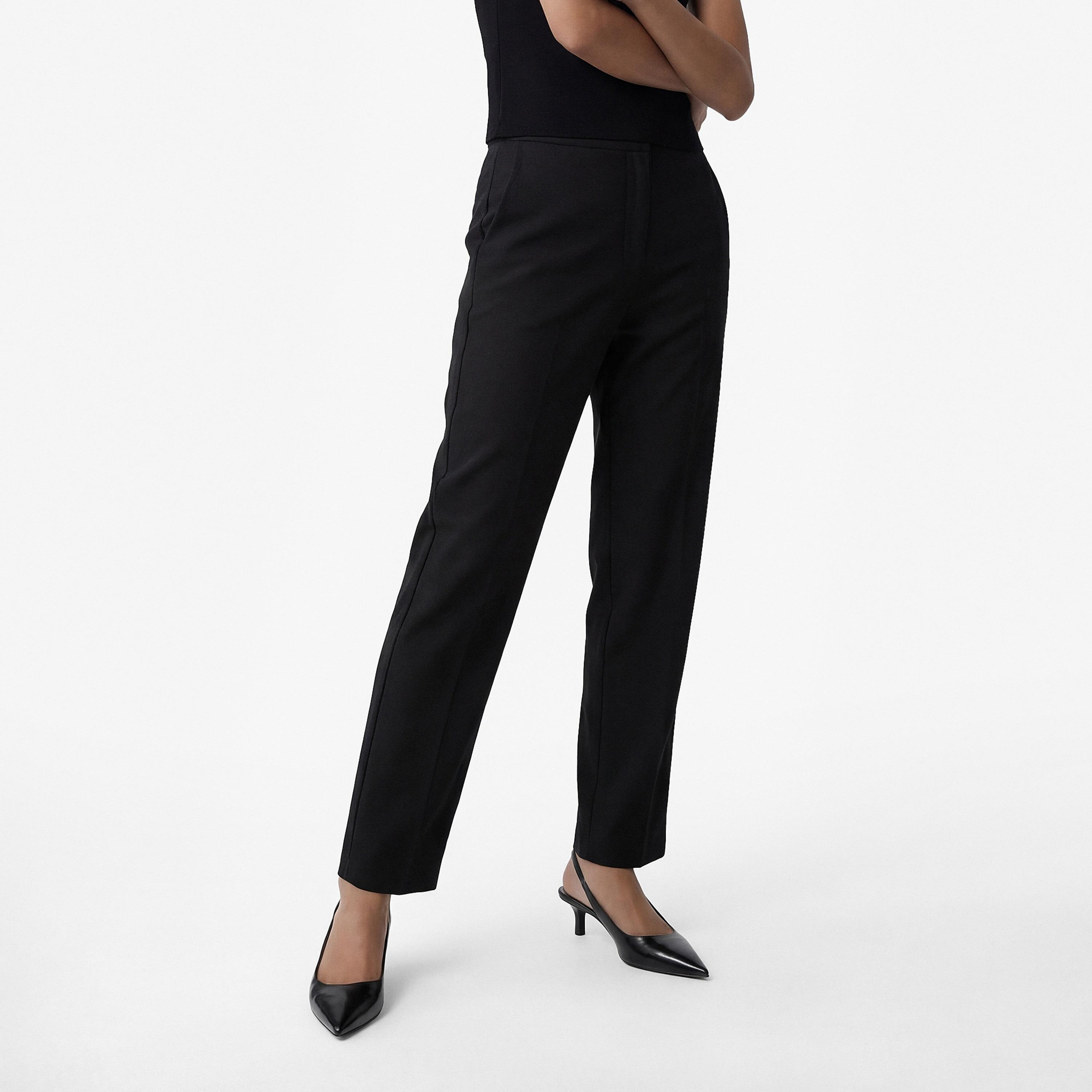 بنطال سيجارت نسائي بسحاب بلون أسود من كوتون-women-clothing-bottoms-trousers-image-3