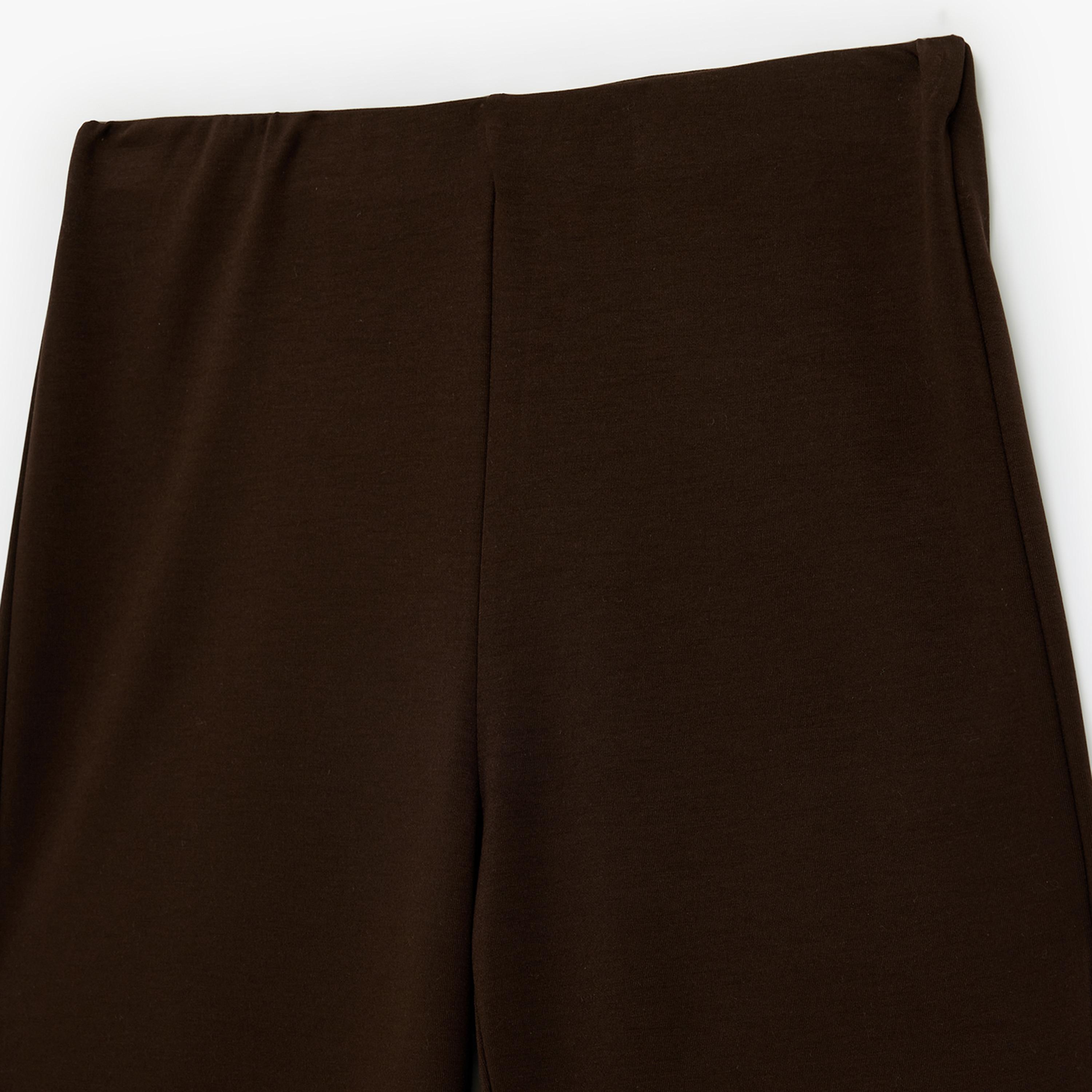 KOTON Brown Plain Modal Flared Women's Trousers-women-clothing-bottoms-trousers-image-5