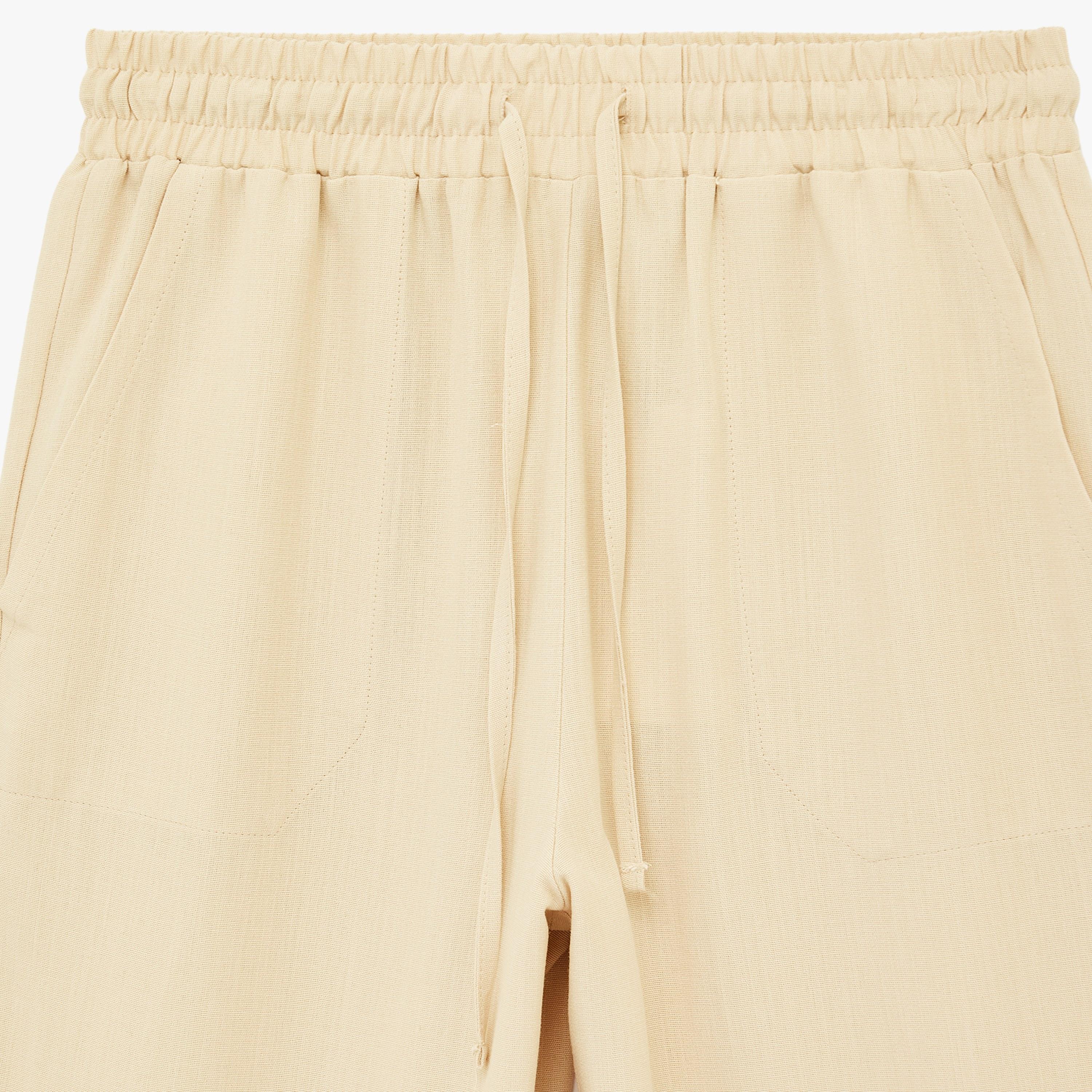 KOTON Plain Linen Drawstring Waist Tapered Women's Trousers-women-clothing-bottoms-trousers-image-5