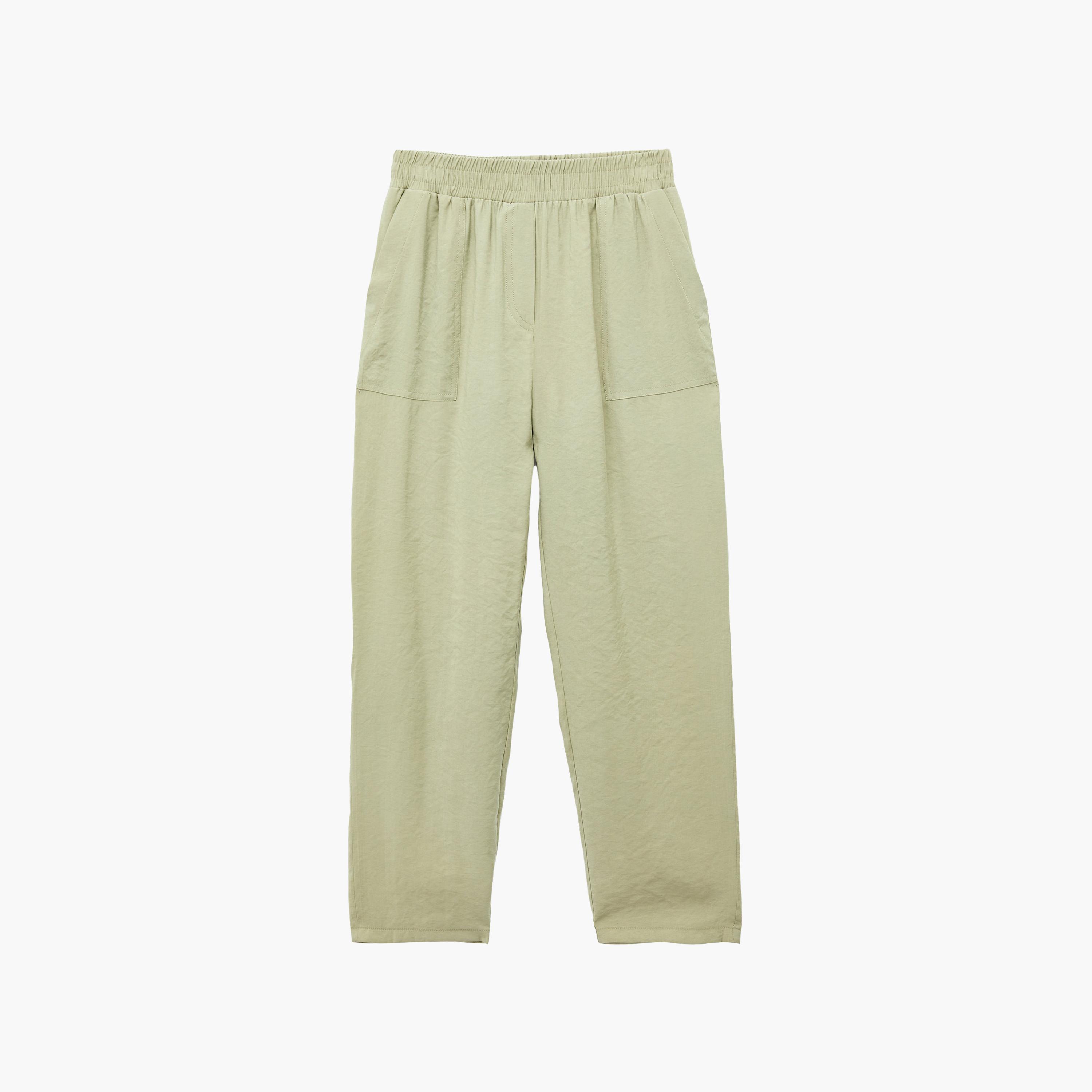 بنطلون نسائي قصة "كاروت" سادة بخصر مطاطي من كوتون-women-clothing-bottoms-trousers-image-6