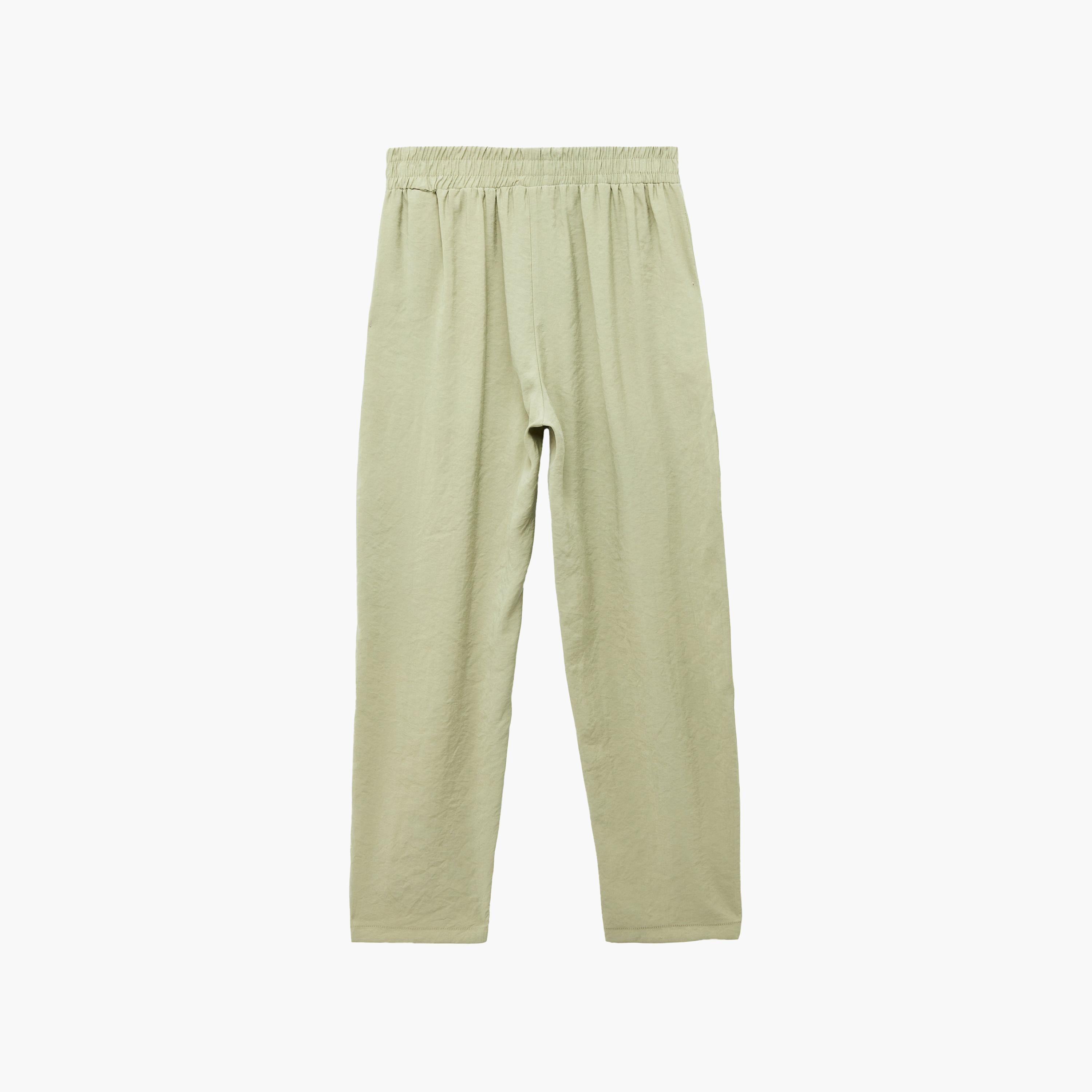 بنطلون نسائي قصة "كاروت" سادة بخصر مطاطي من كوتون-women-clothing-bottoms-trousers-image-7