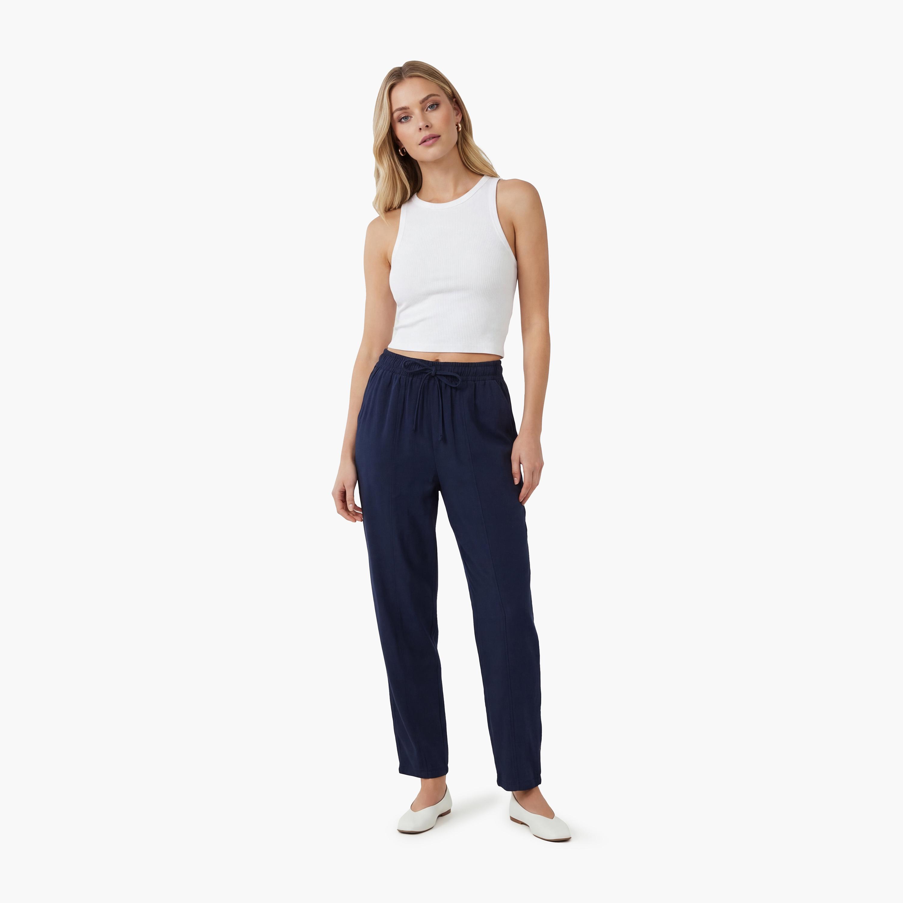 KOTON Plain Elasticated Waist Barrel Women's Trousers-women-clothing-bottoms-trousers-image-2