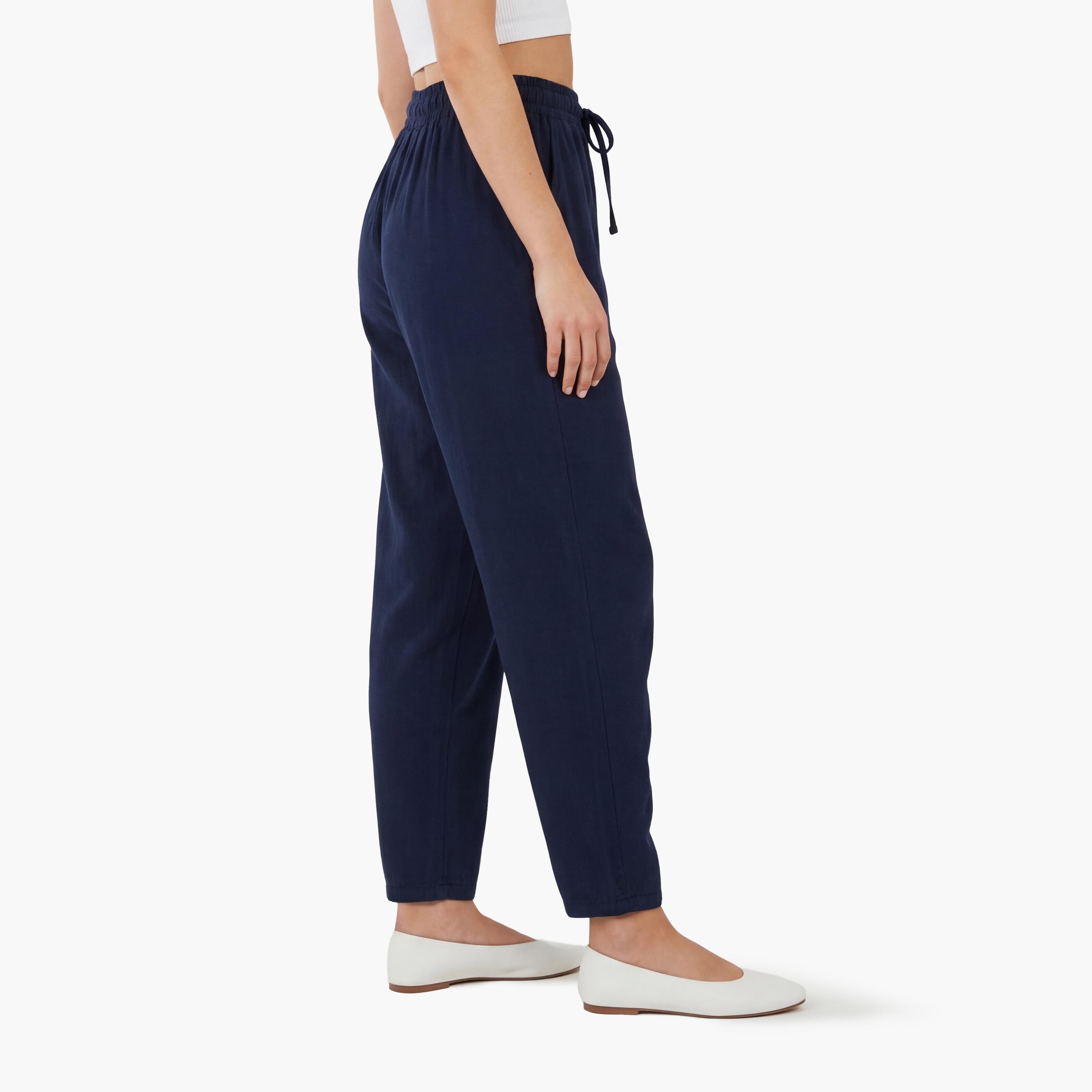 KOTON Plain Elasticated Waist Barrel Women's Trousers-women-clothing-bottoms-trousers-image-4