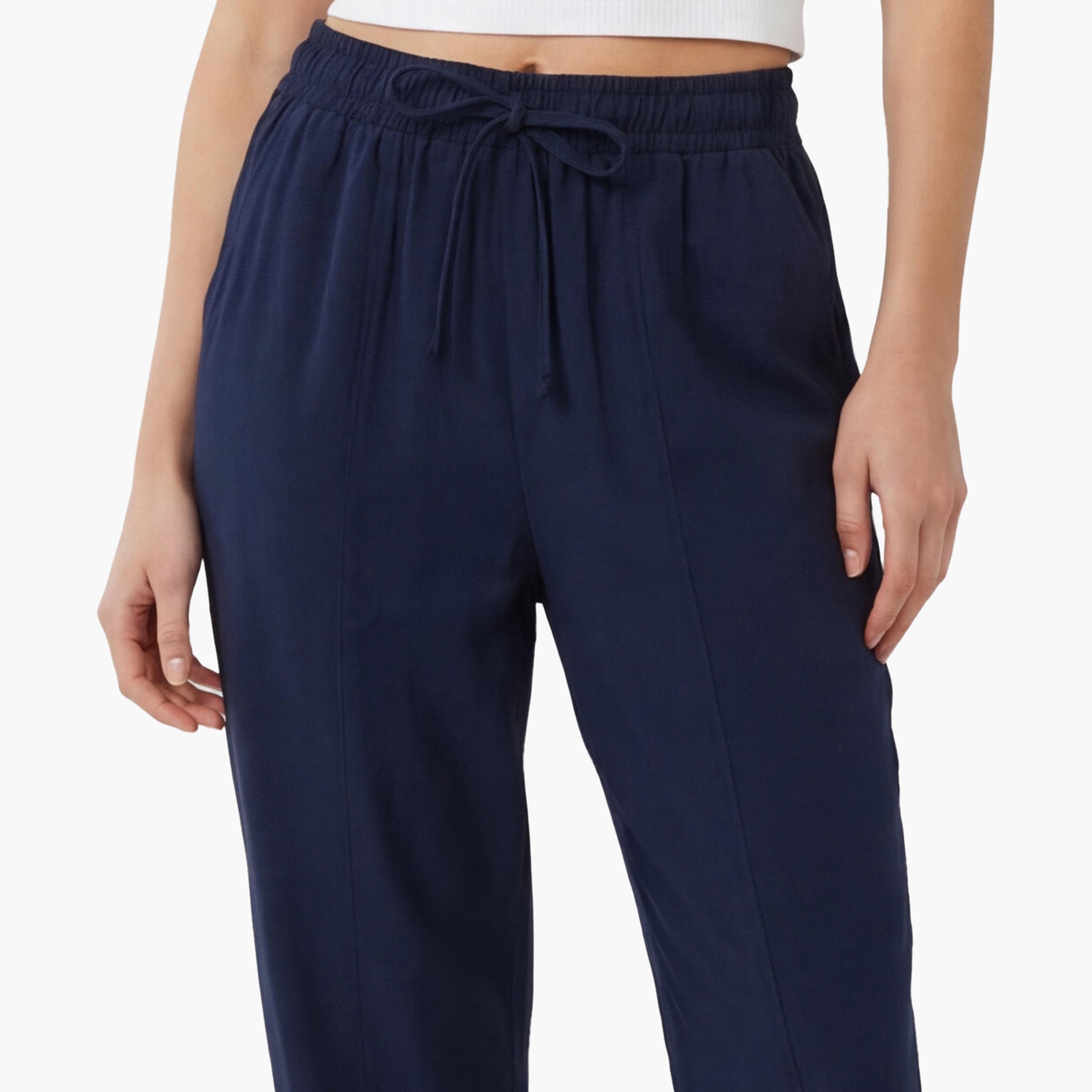 KOTON Plain Elasticated Waist Barrel Women's Trousers-women-clothing-bottoms-trousers-image-5