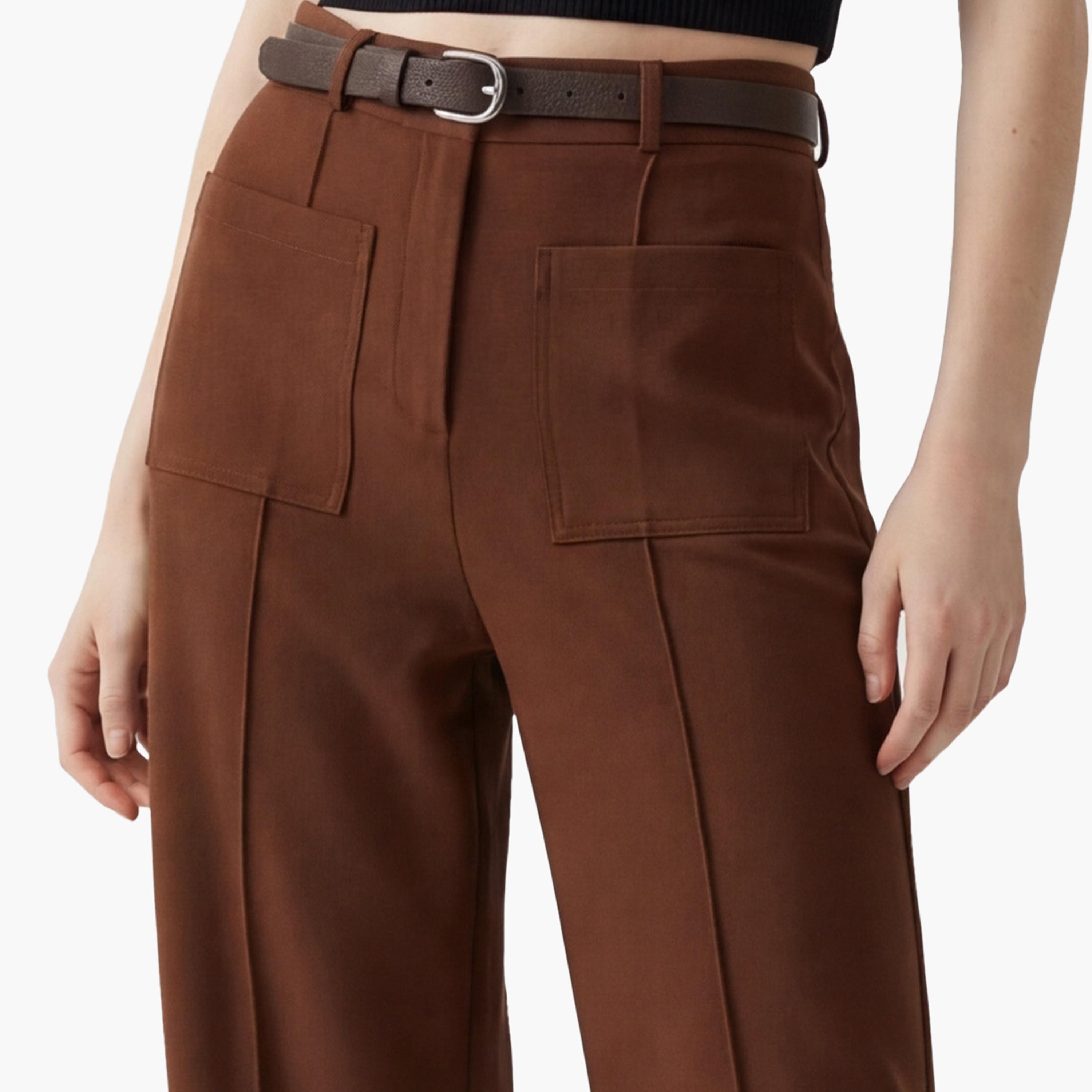 KOTON Plain Hook and Bar Wide Leg Women's Trousers-women-clothing-bottoms-trousers-image-5