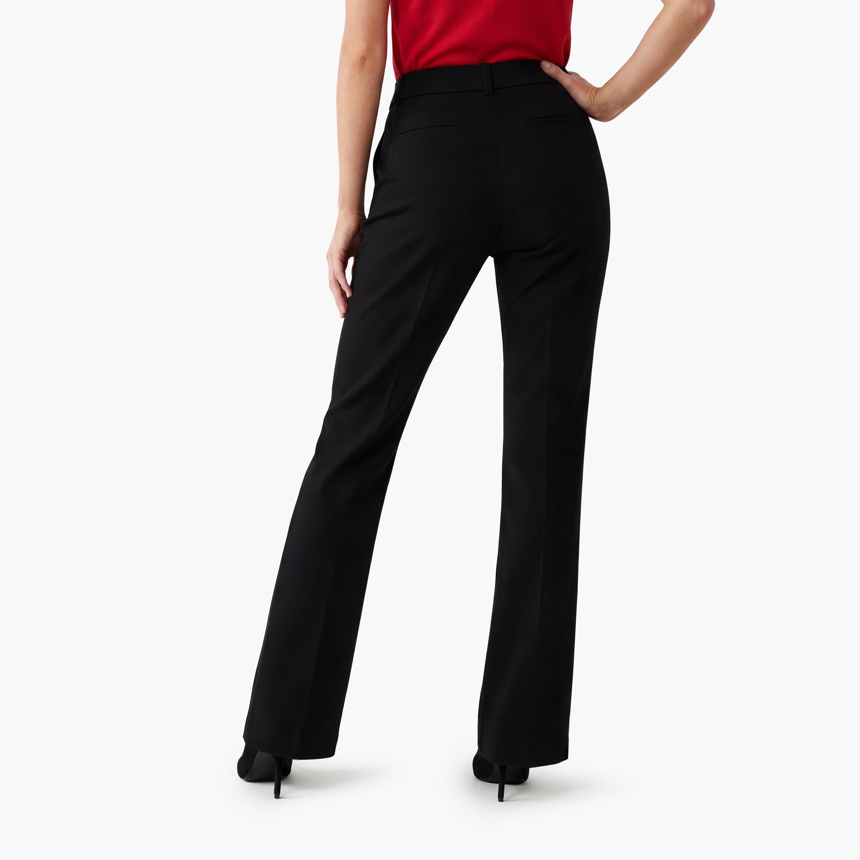 KOTON Black Plain Hook and Bar Flared Women's Trousers-women-clothing-bottoms-trousers-image-3