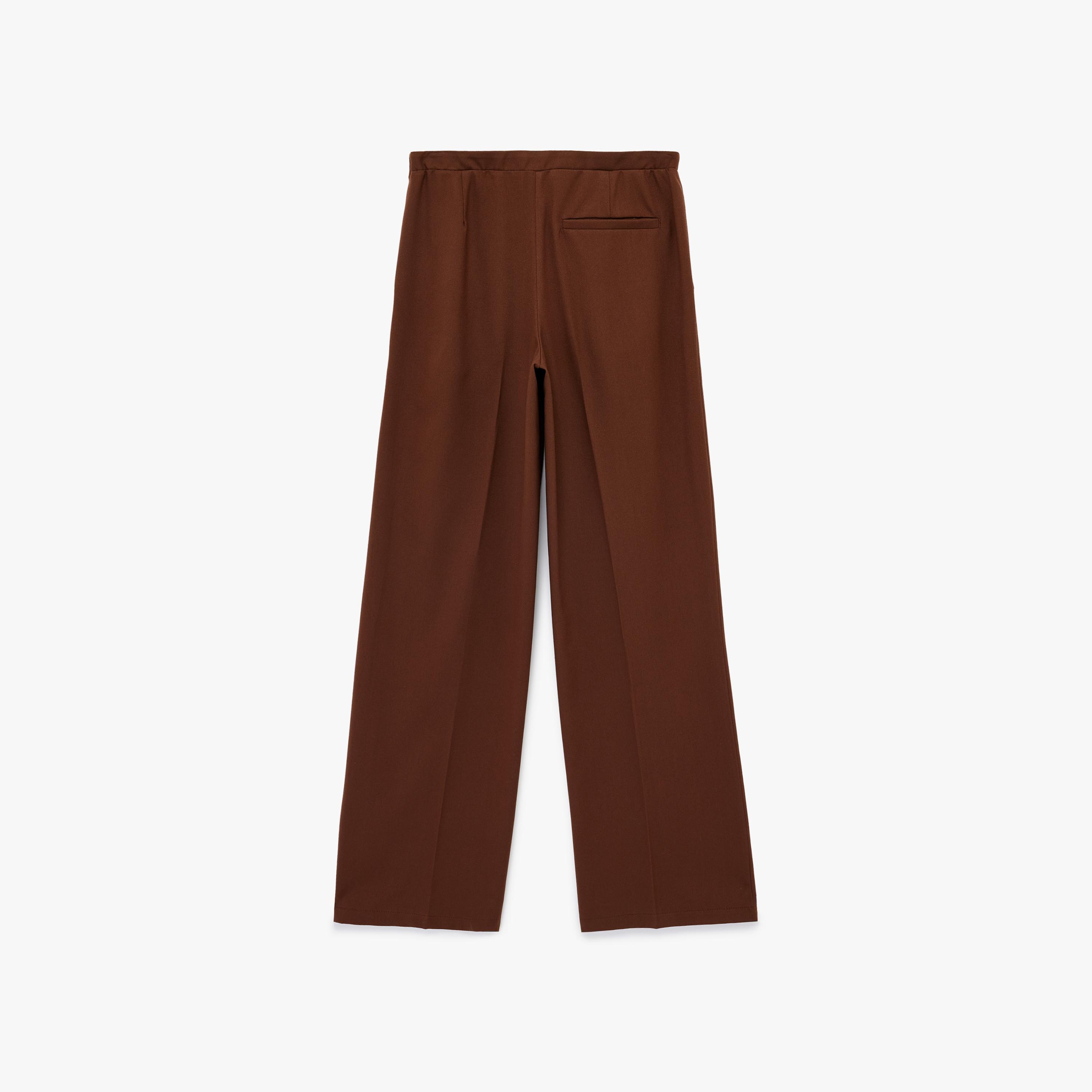 KOTON Brown Plain Drawstring Waist Wide Leg Women's Trousers-women-clothing-bottoms-trousers-image-4