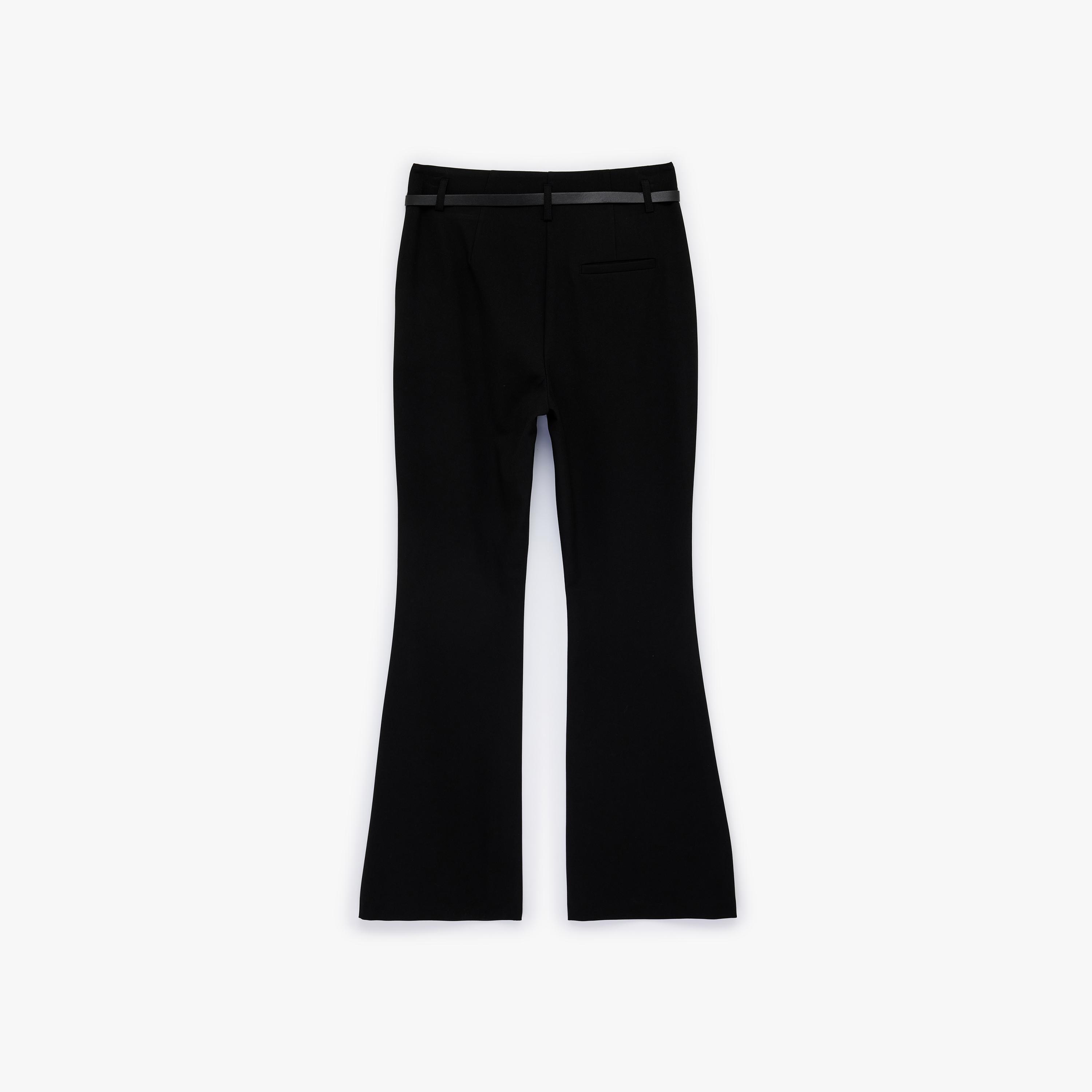 KOTON Black Plain Hook and Bar Flared Women's Trousers-women-clothing-bottoms-trousers-image-4