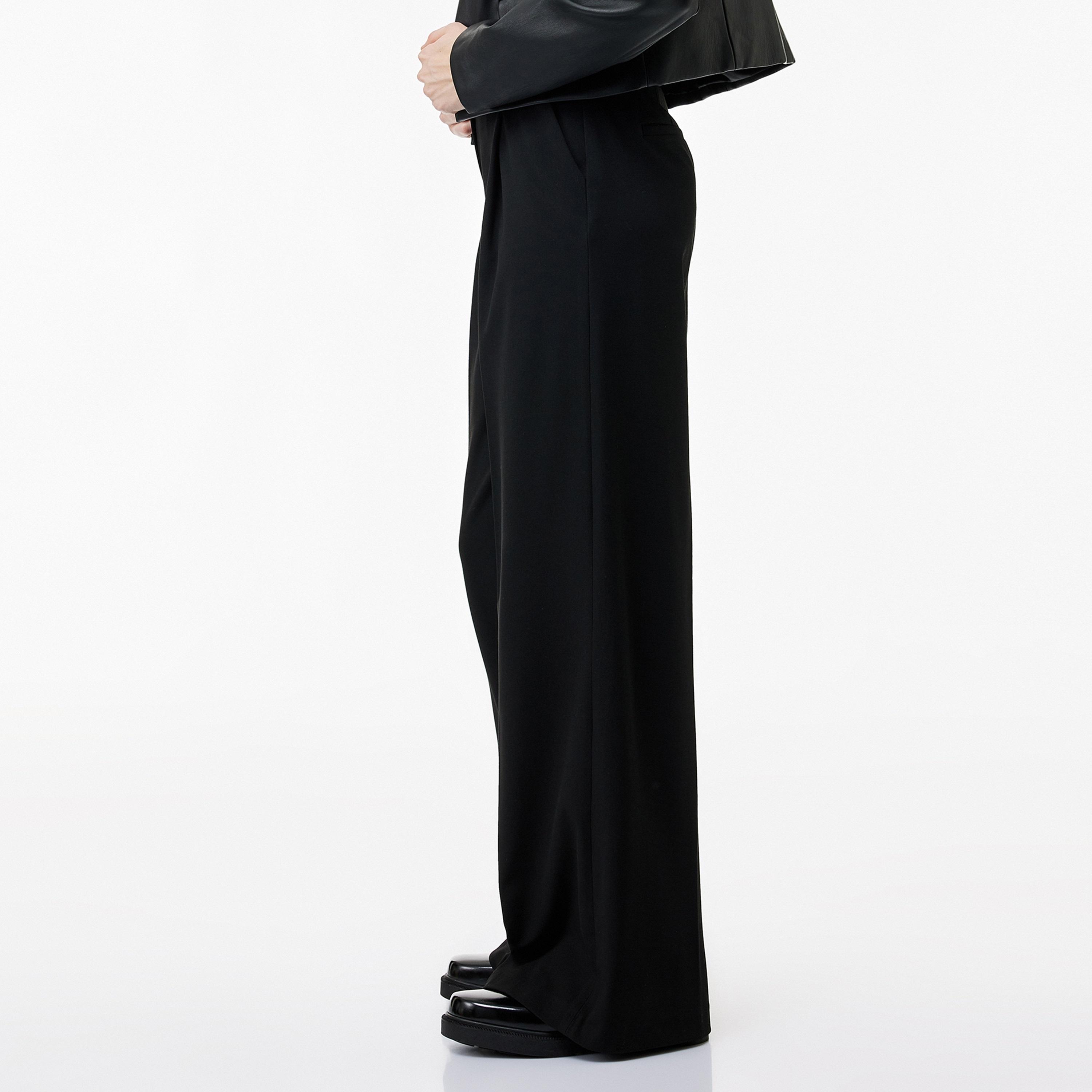 KOTON Black Plain Hook and Bar Wide Leg Women's Trousers-women-clothing-bottoms-trousers-image-2