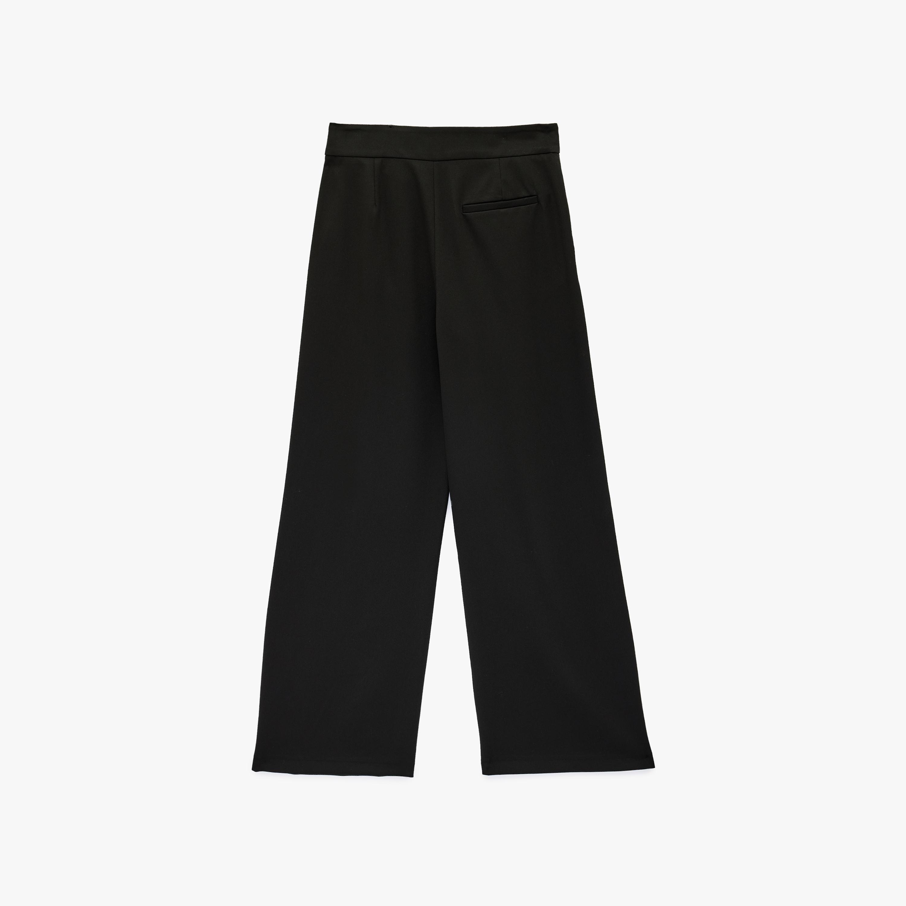 KOTON Black Plain Belted Wide Leg Women's Trousers-women-clothing-bottoms-trousers-image-5