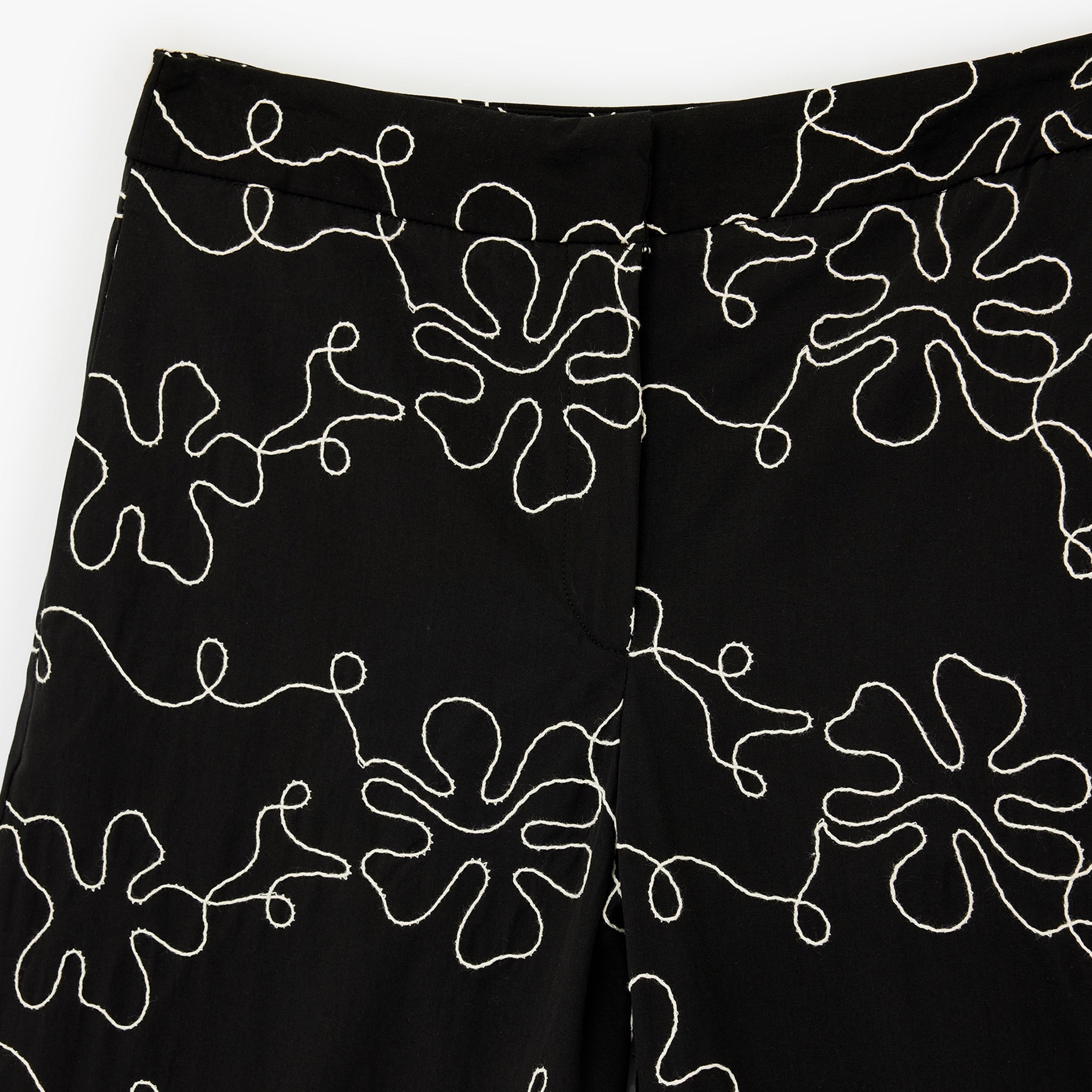 KOTON Black Contrast Stitched Cotton Wide Leg Women's Trousers-women-clothing-bottoms-trousers-image-6