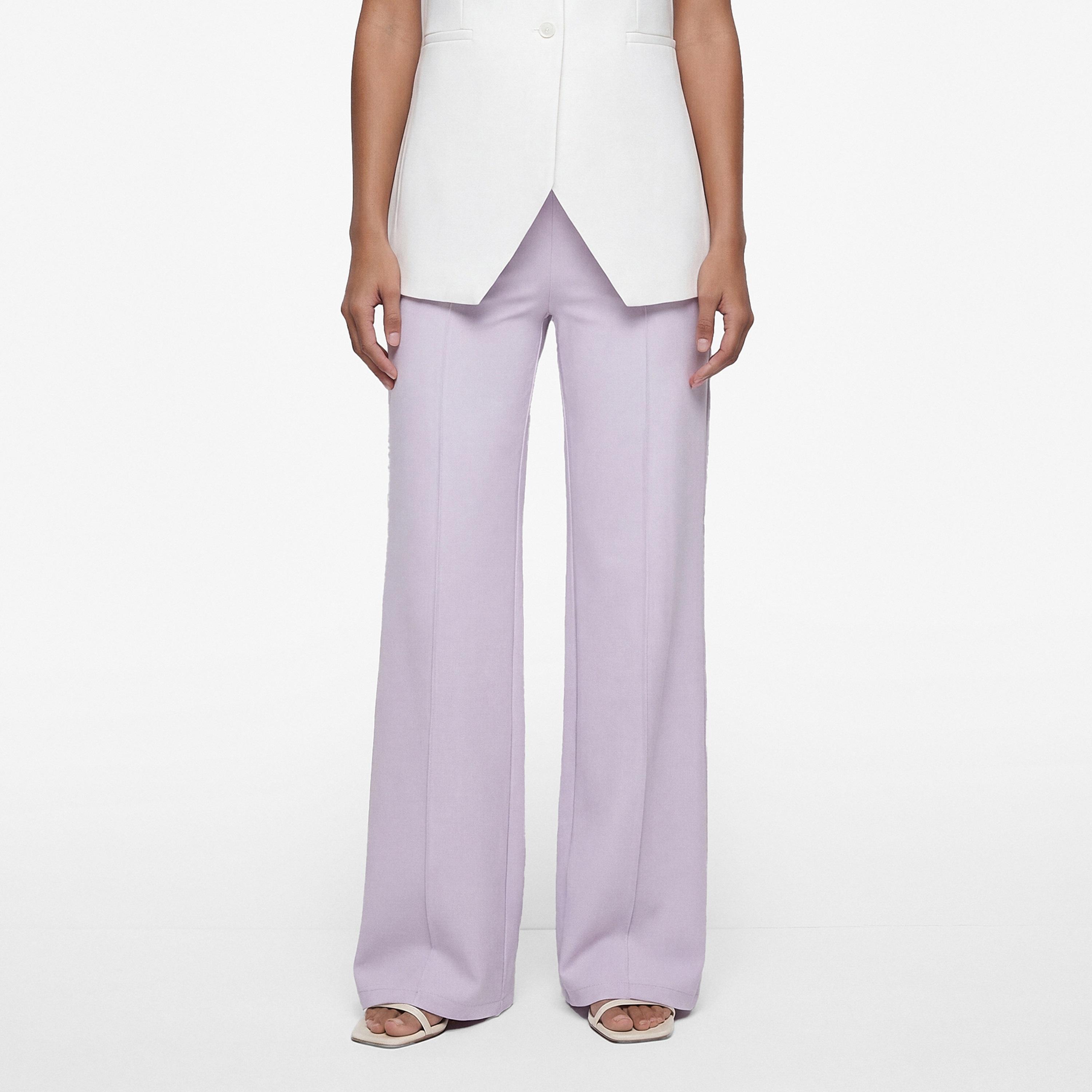 KOTON Plain Crepe Concealed Zip Wide Leg Women's Trousers-women-clothing-bottoms-trousers-image-1