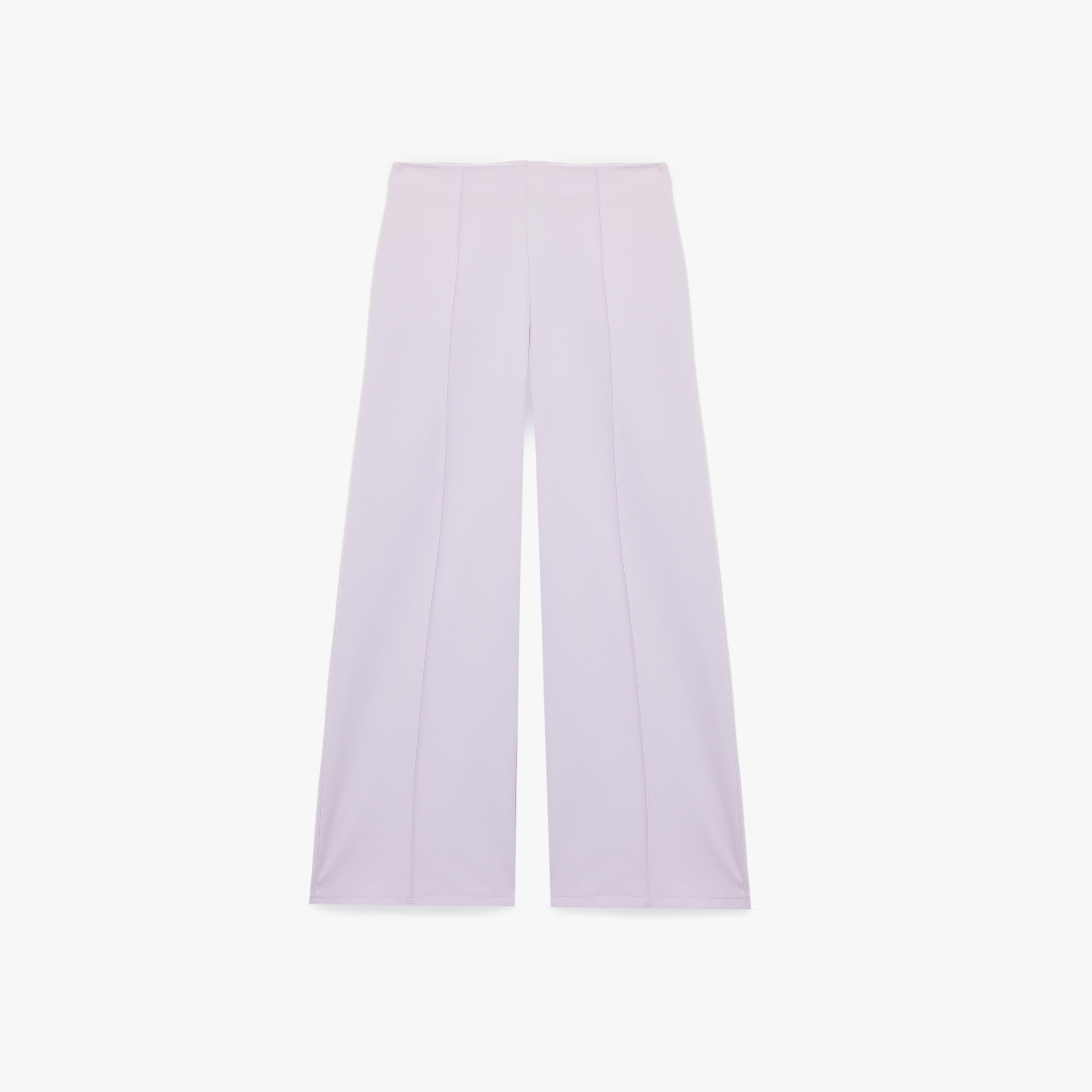 KOTON Plain Crepe Concealed Zip Wide Leg Women's Trousers-women-clothing-bottoms-trousers-image-3