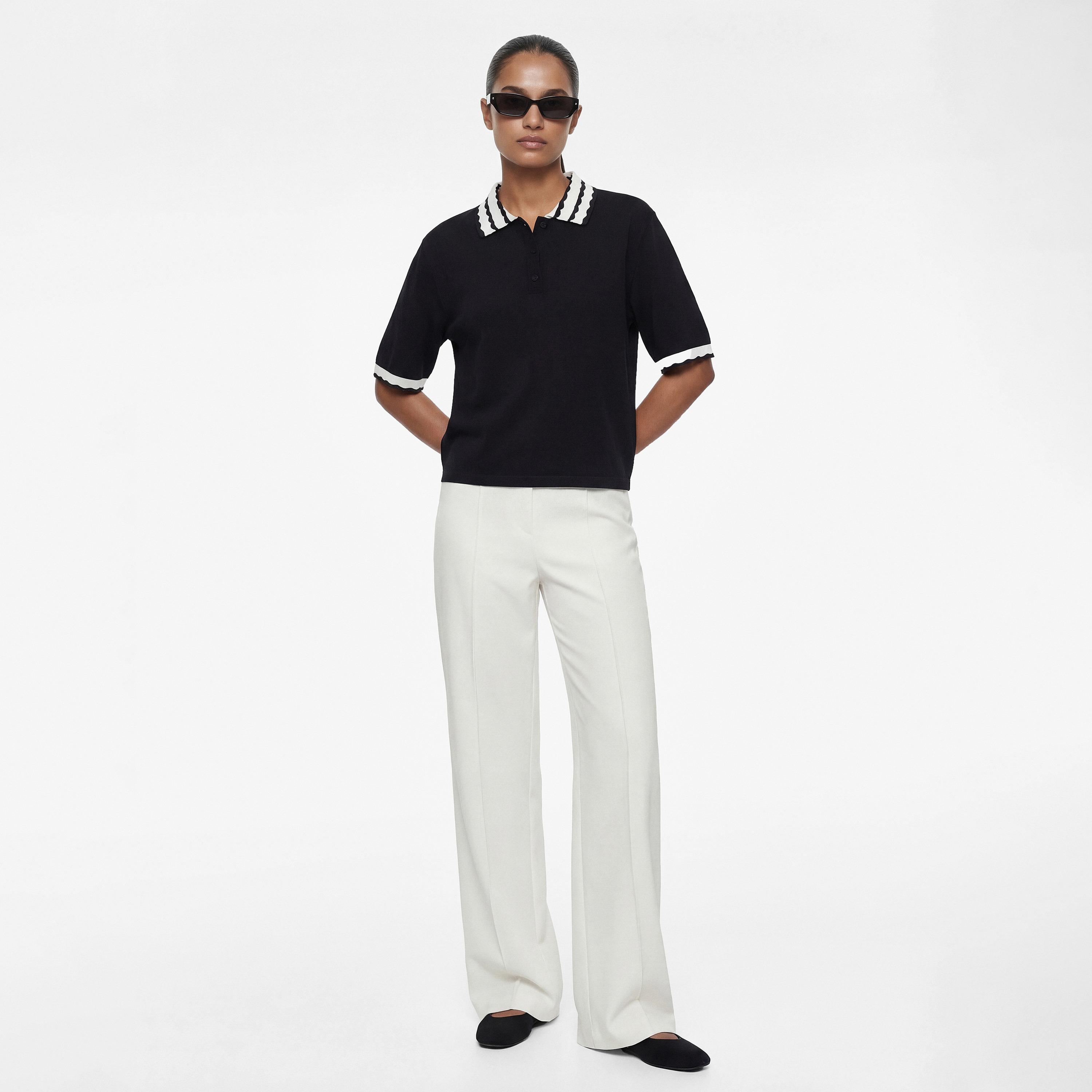 KOTON Plain Crepe Concealed Zip Wide Leg Women's Trousers-women-clothing-bottoms-trousers-image-2