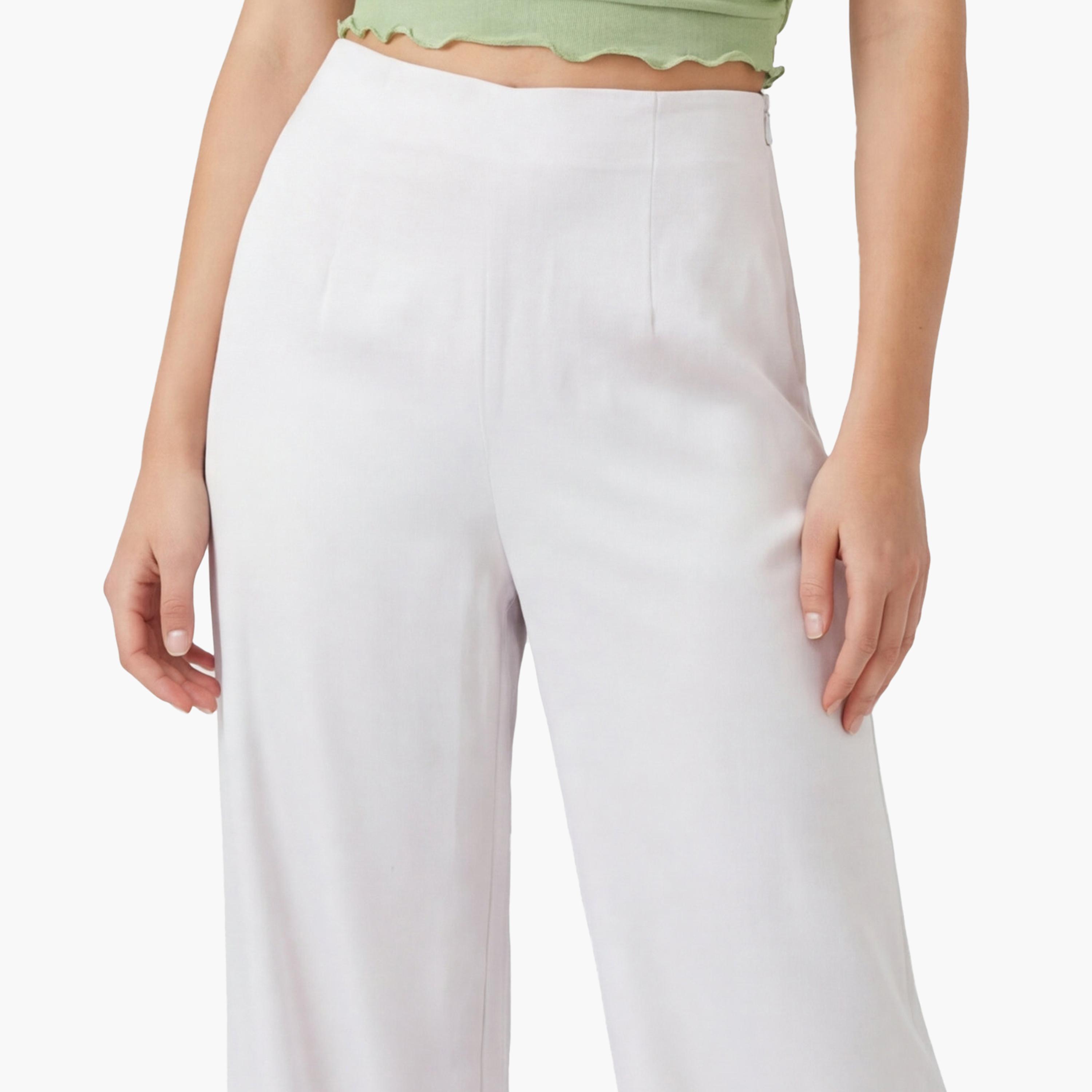KOTON Plain Satin Concealed Zip Wide Leg Women's Trousers-women-clothing-bottoms-trousers-image-5