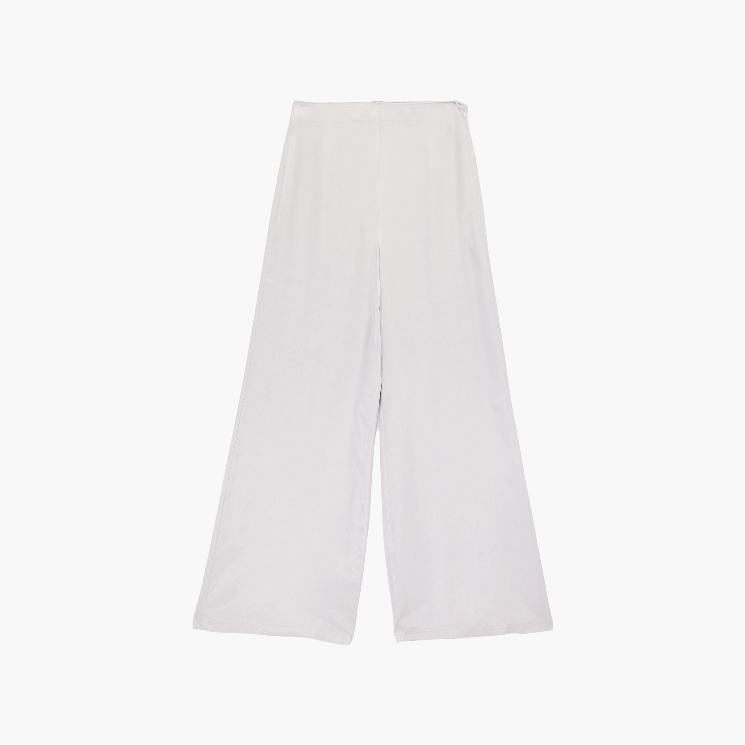 KOTON Plain Satin Concealed Zip Wide Leg Women's Trousers-women-clothing-bottoms-trousers-image-6