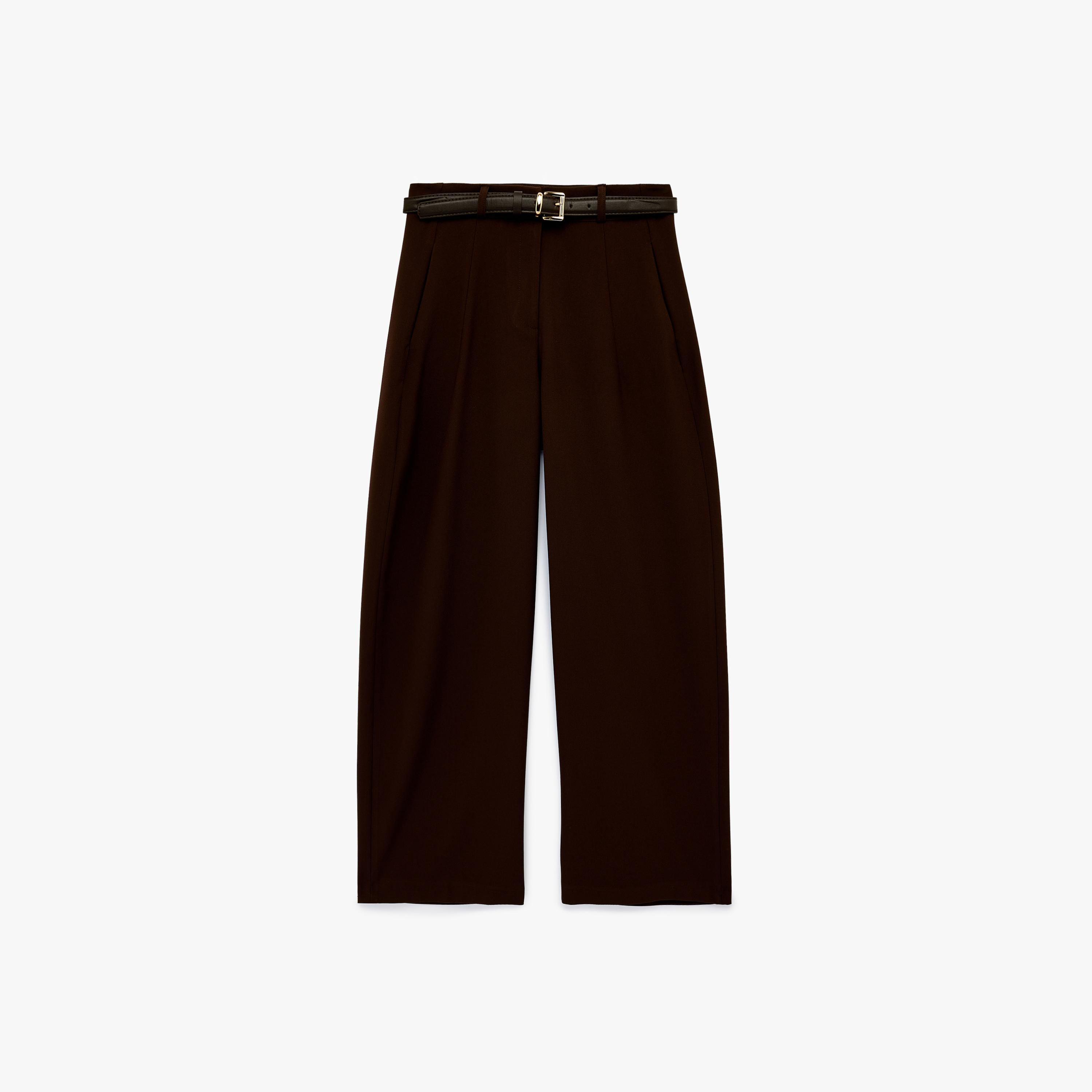 بنطال نسائي بقصة مستقيمة وسحاب بلون بني من كوتون-women-clothing-bottoms-trousers-image-4