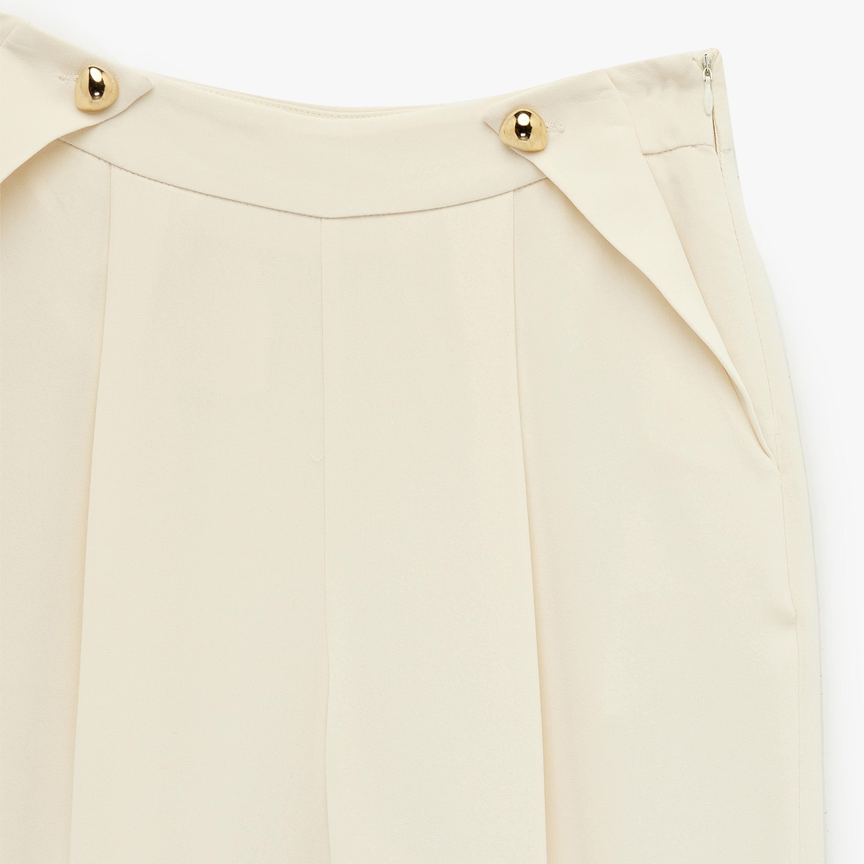 KOTON Cream Plain Crepe Concealed Zip Carrot Women's Trousers-women-clothing-bottoms-trousers-image-6