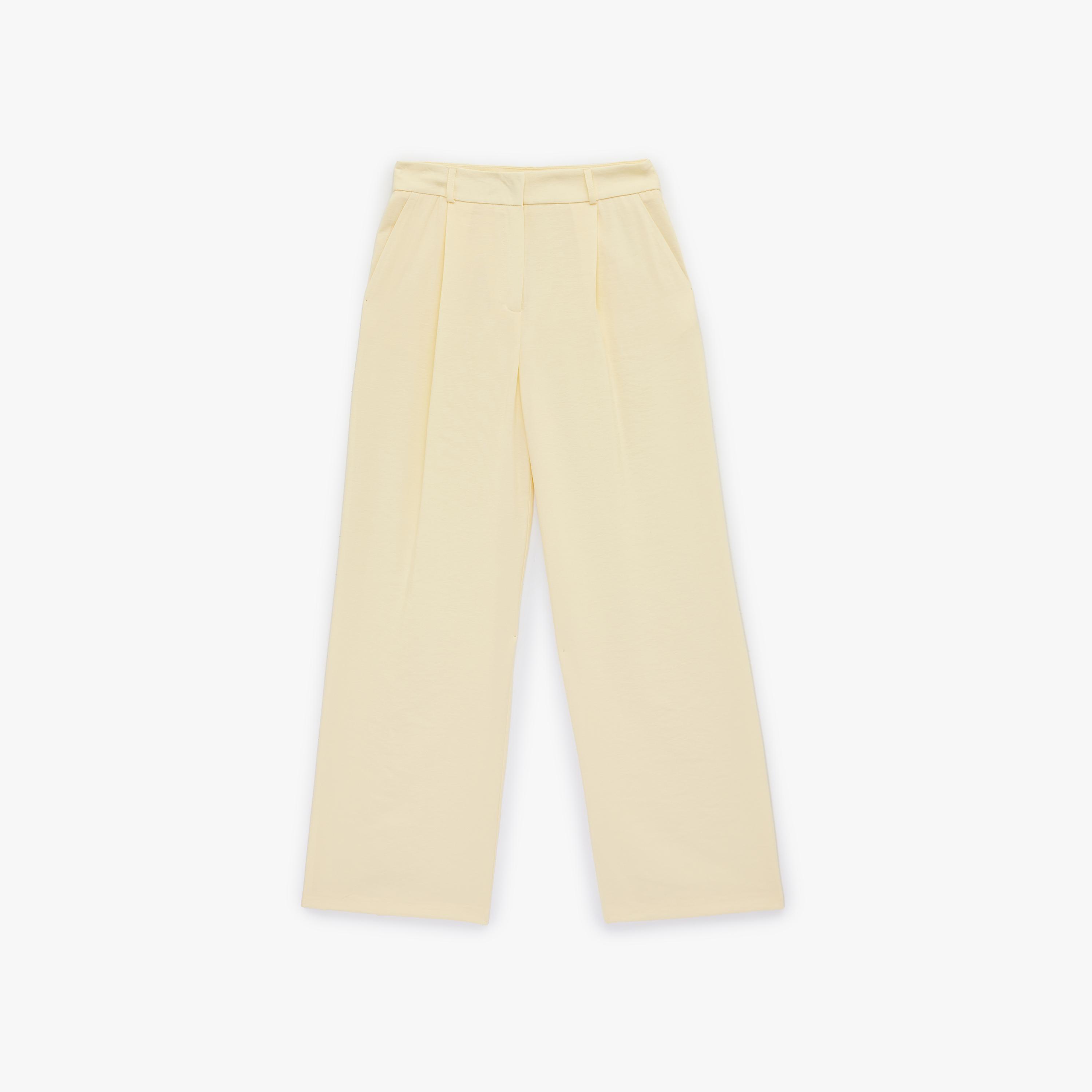 KOTON Plain Hook and Bar Wide Leg Women's Trousers-women-clothing-bottoms-trousers-image-3