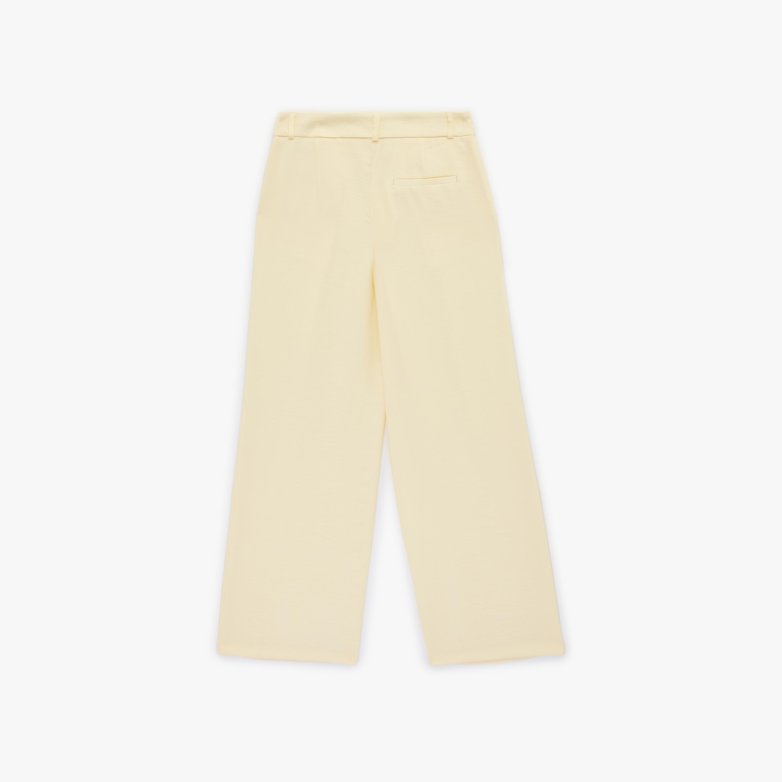 KOTON Plain Hook and Bar Wide Leg Women's Trousers-women-clothing-bottoms-trousers-image-4