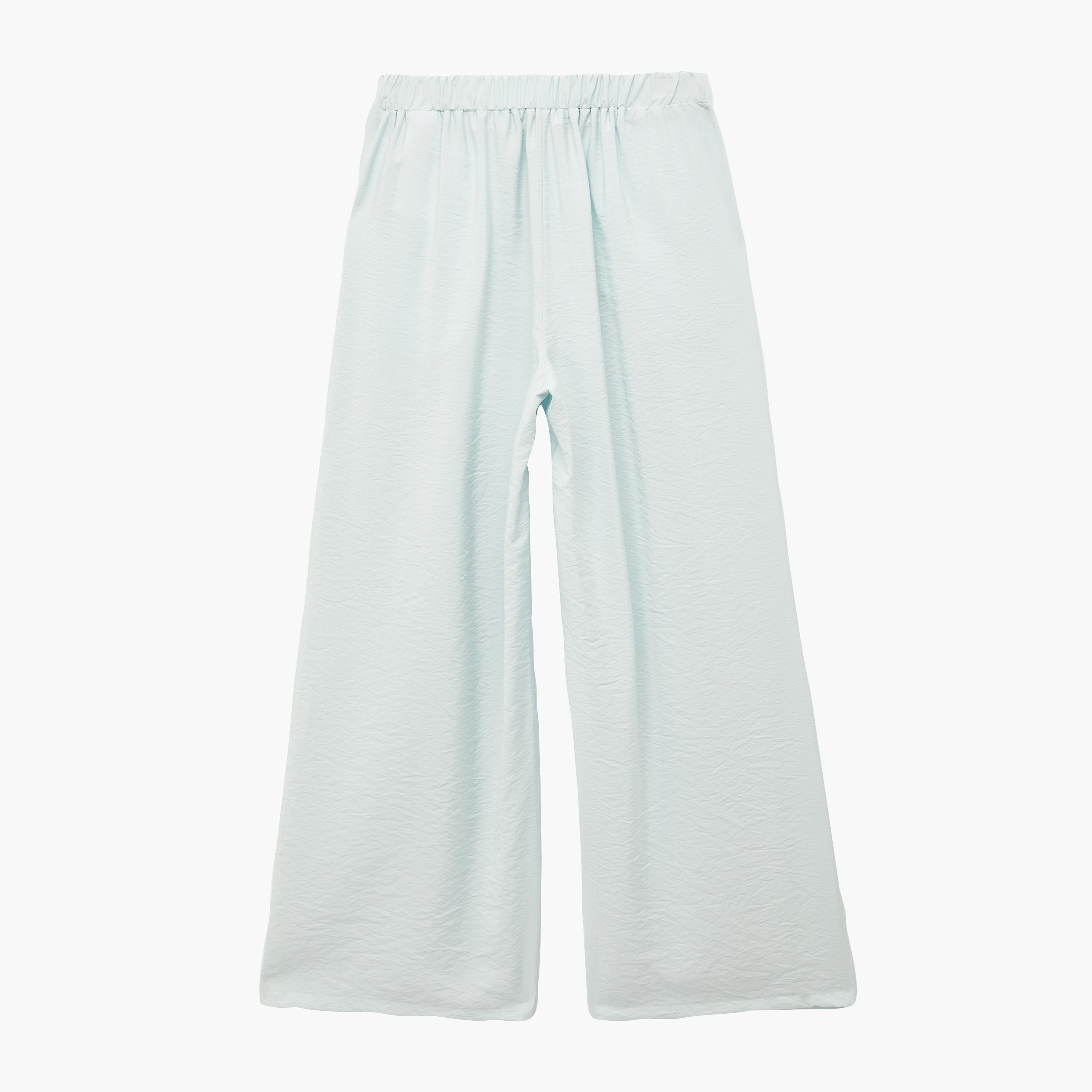 KOTON Light Blue Textured Semi-Elasticated Waist Wide Leg Women's Trousers-women-clothing-bottoms-trousers-image-7