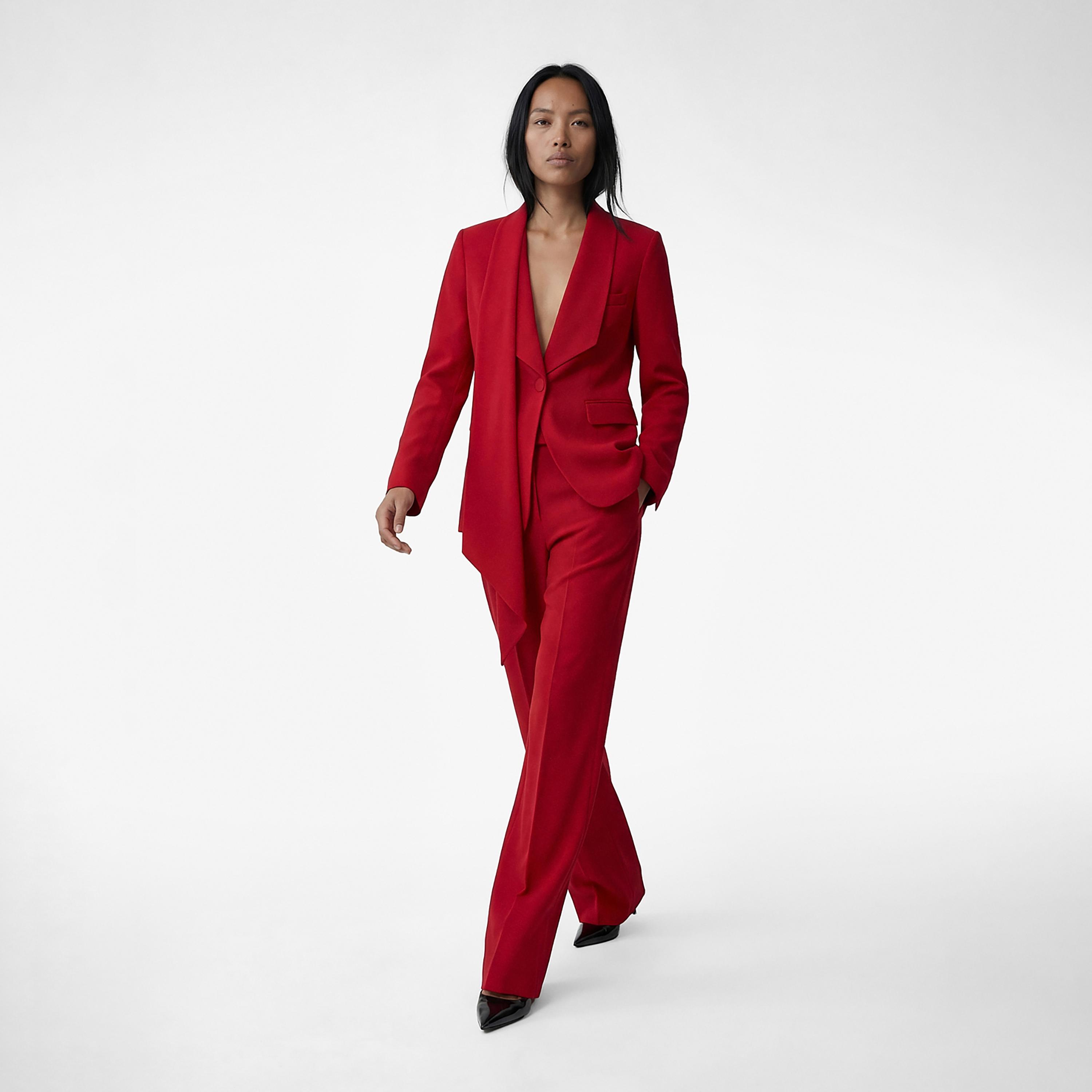 KOTON Red Plain Elastomultiester Hook and Bar Straight Women's Trousers-women-clothing-bottoms-trousers-image-2