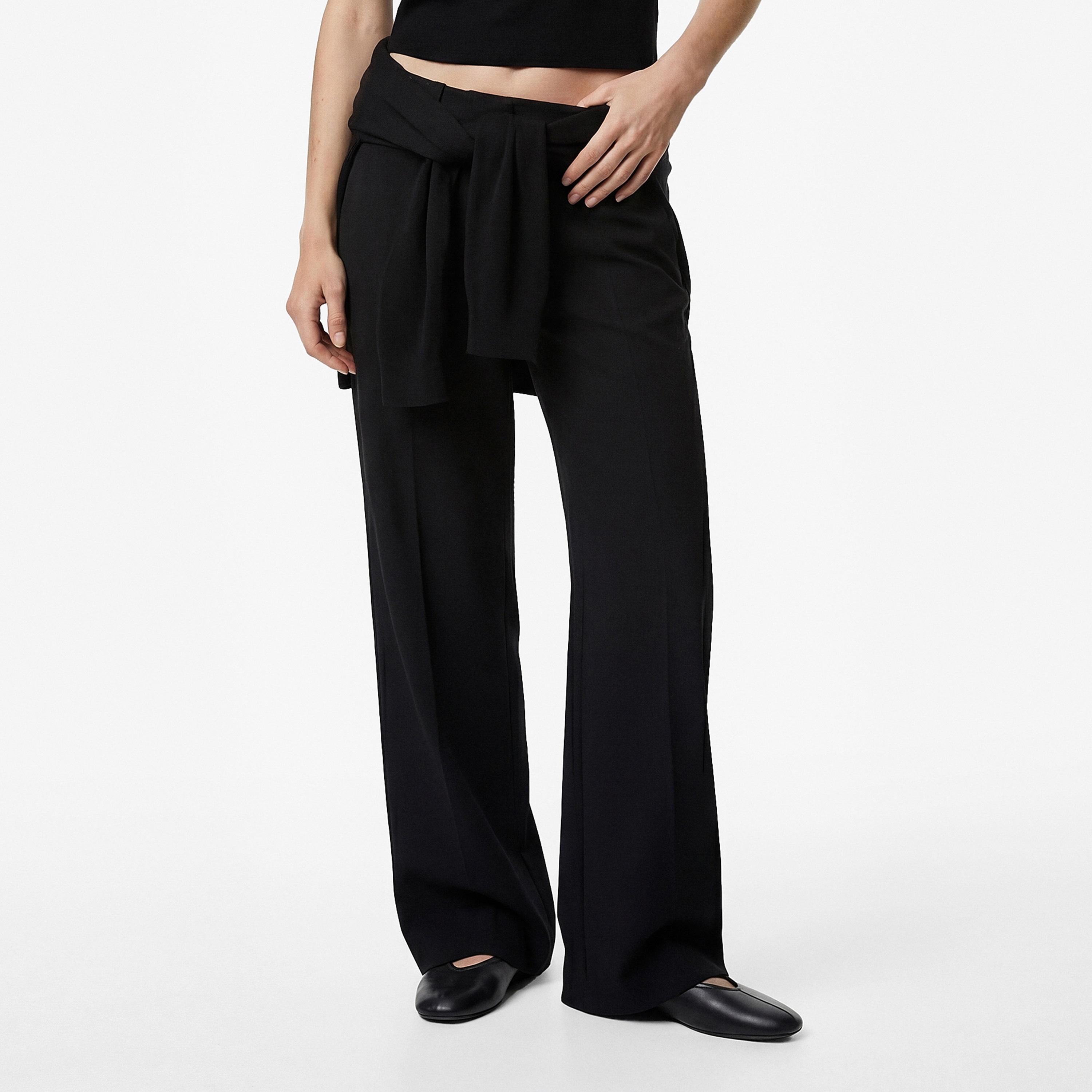 KOTON Black Plain Hook and Bar Barrel Women's Trousers-women-clothing-bottoms-trousers-image-1