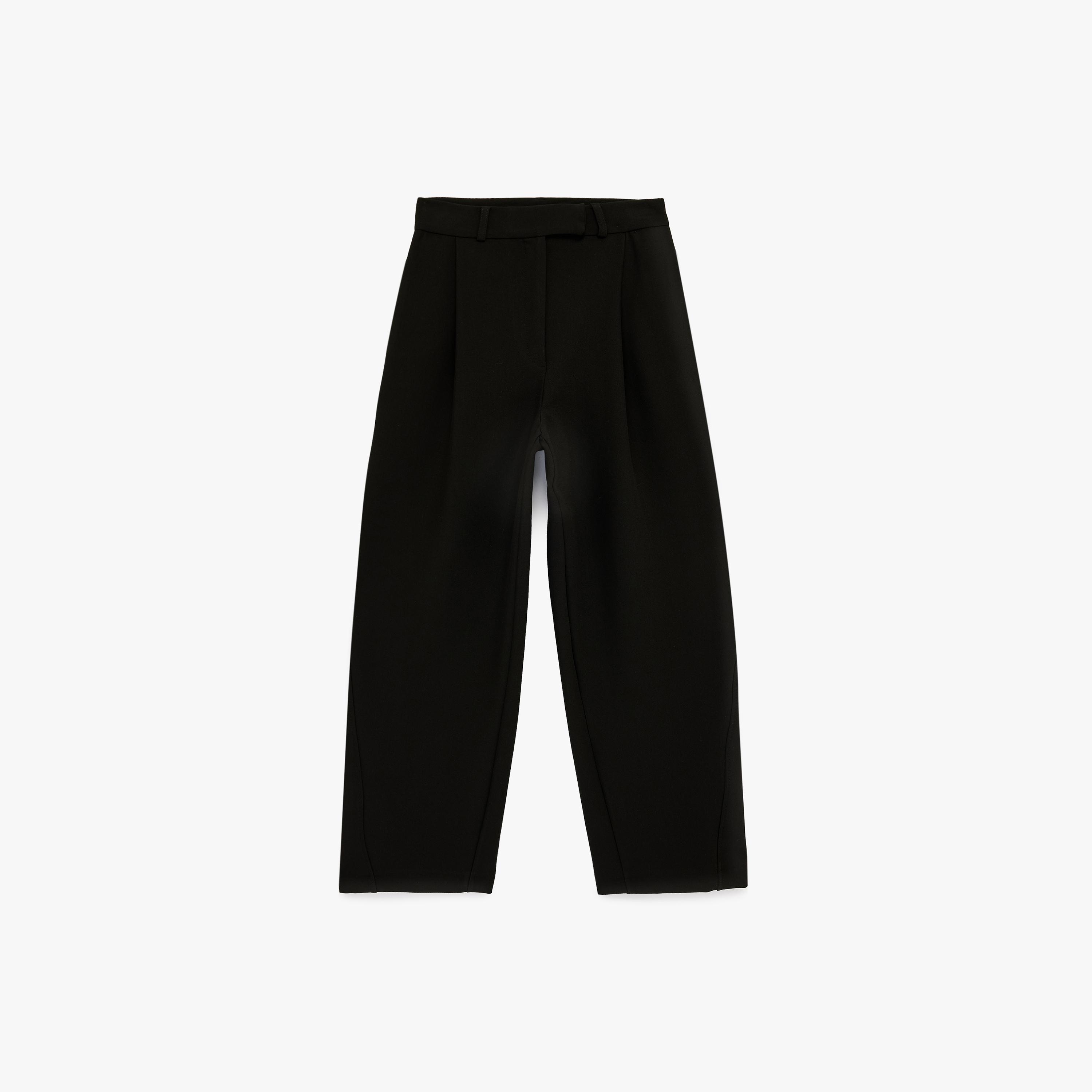 KOTON Black Plain Hook and Bar Barrel Women's Trousers-women-clothing-bottoms-trousers-image-4
