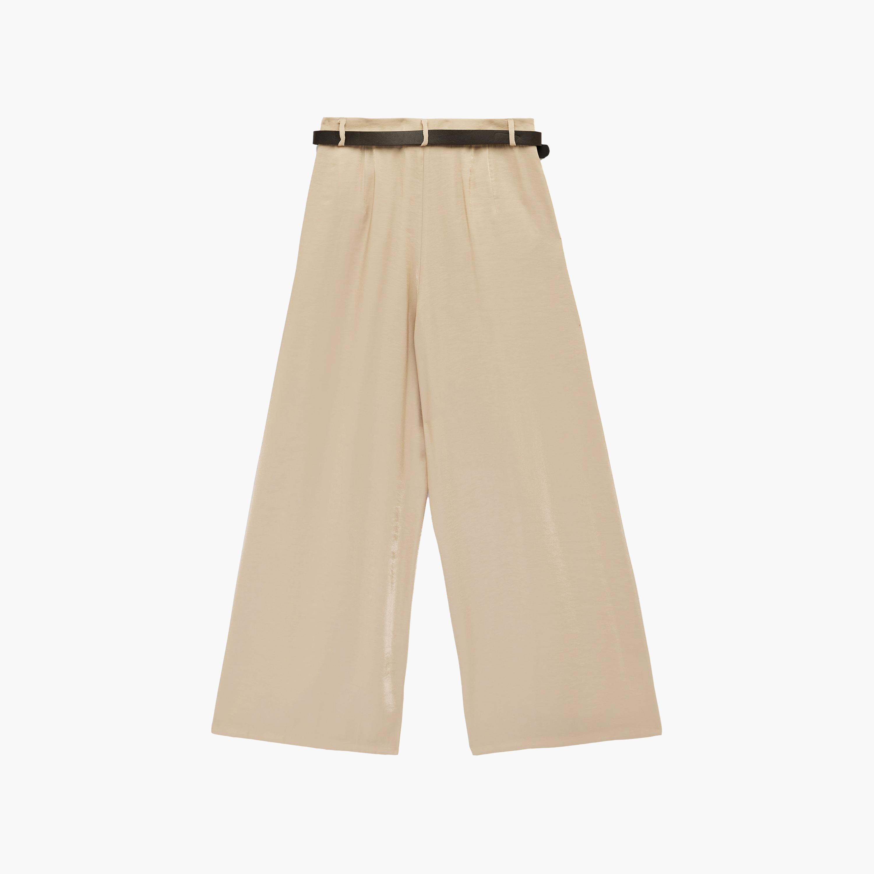 KOTON Beige Plain Modal Hook and Bar Wide Leg Women's Trousers-women-clothing-bottoms-trousers-image-7
