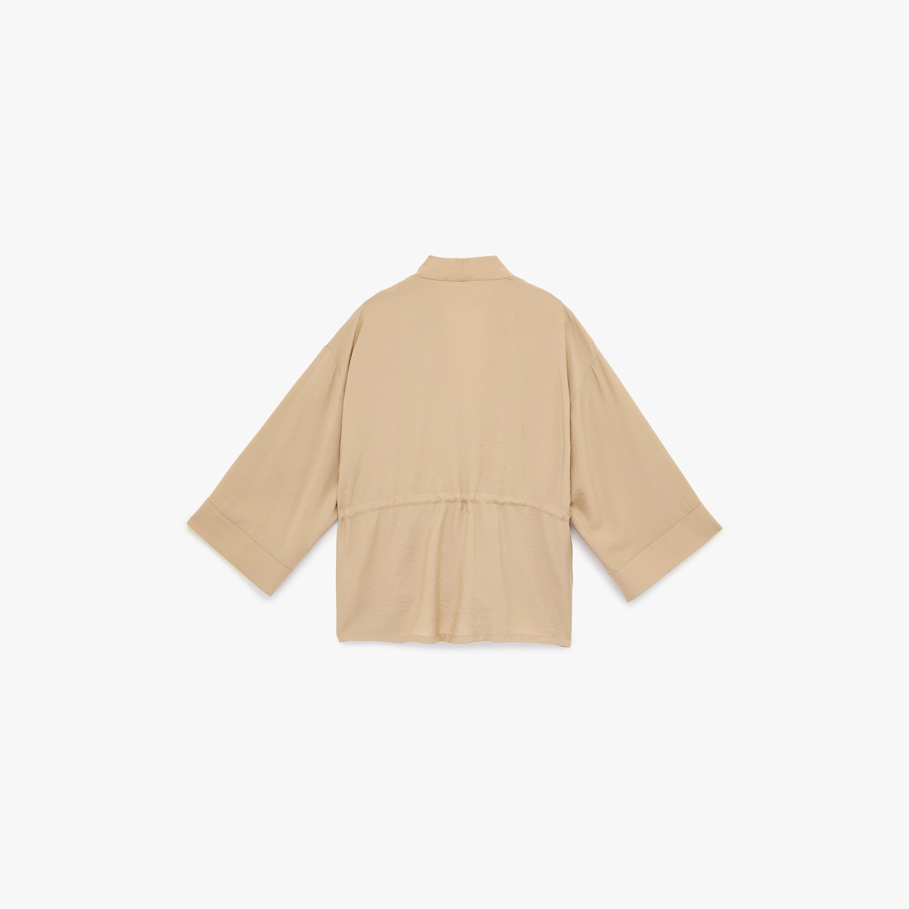 KOTON Beige Shawl Neck Raglan Sleeves Women's Kimono-women-clothing-shirtsandblouses-blouses-image-4
