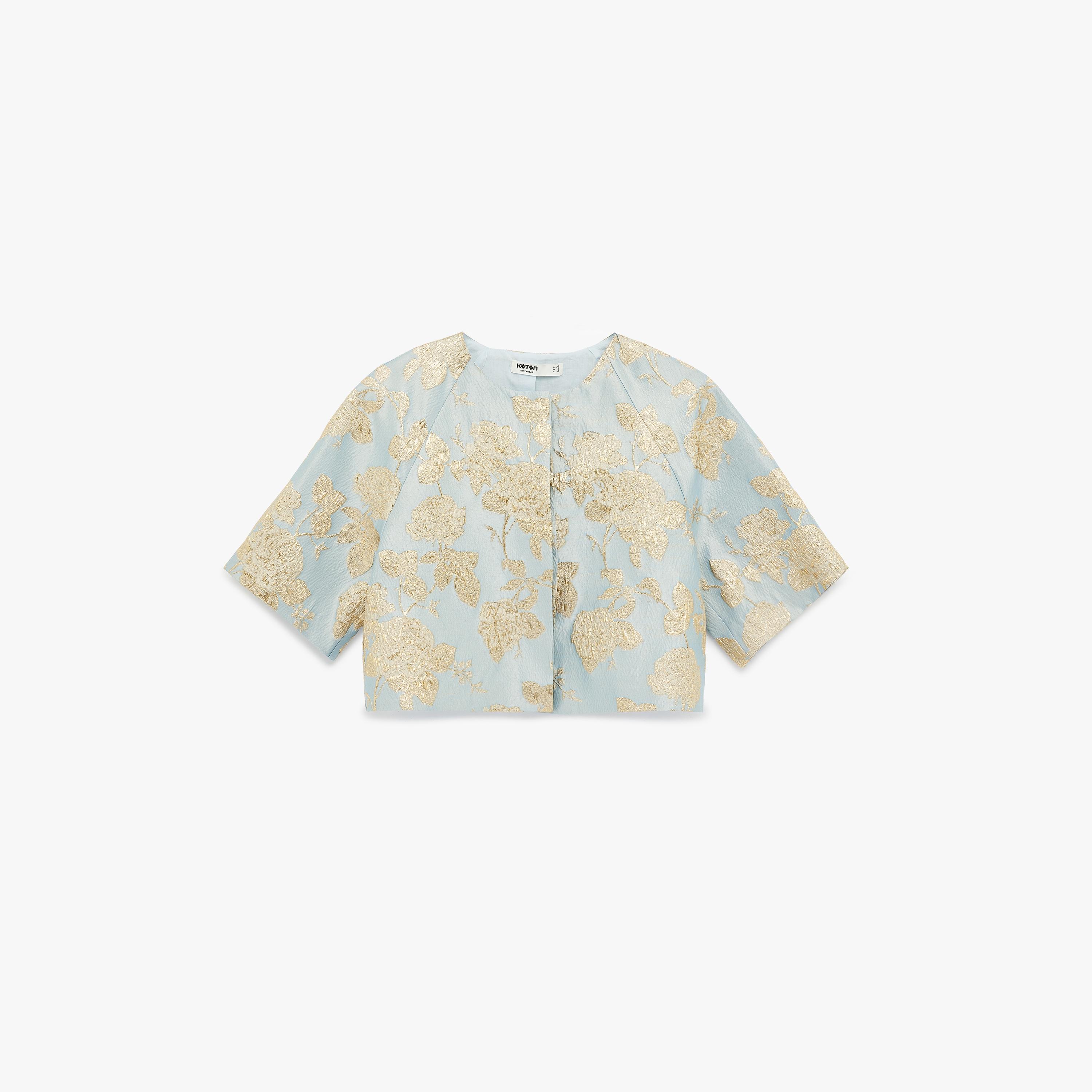 KOTON Blue Floral Metallic Embroidered Women's Top-women-clothing-shirtsandblouses-blouses-image-4