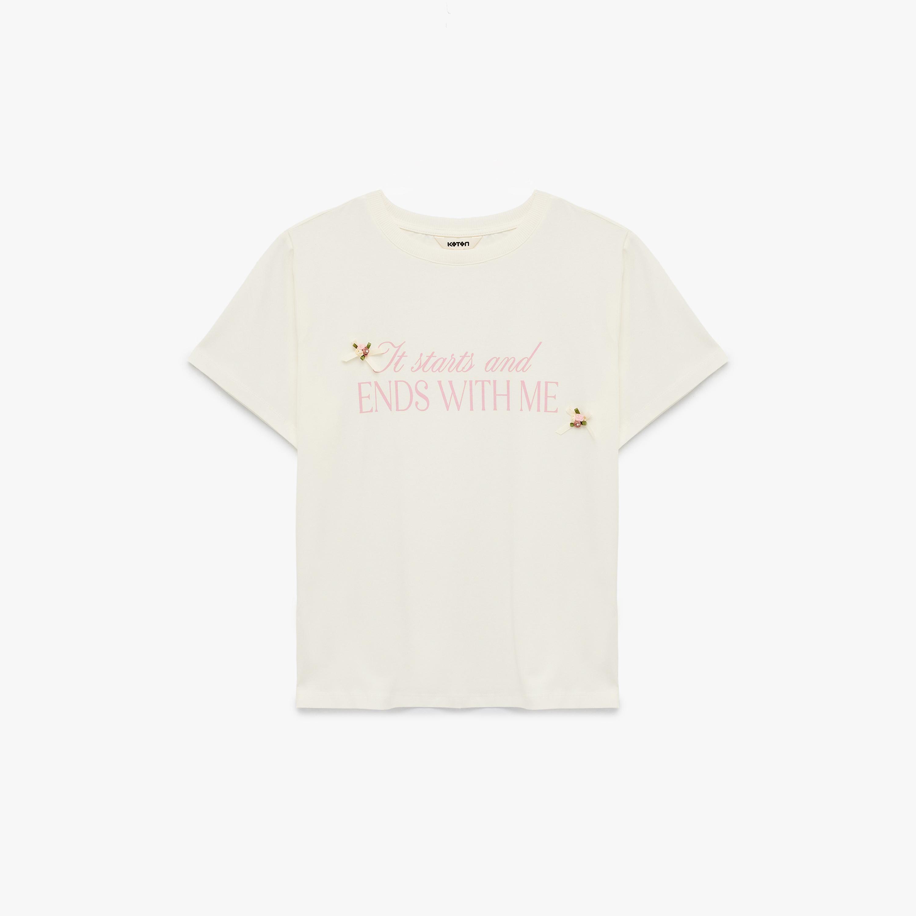 KOTON White Text-Print Women's T-Shirt-women-clothing-tshirts-image-3