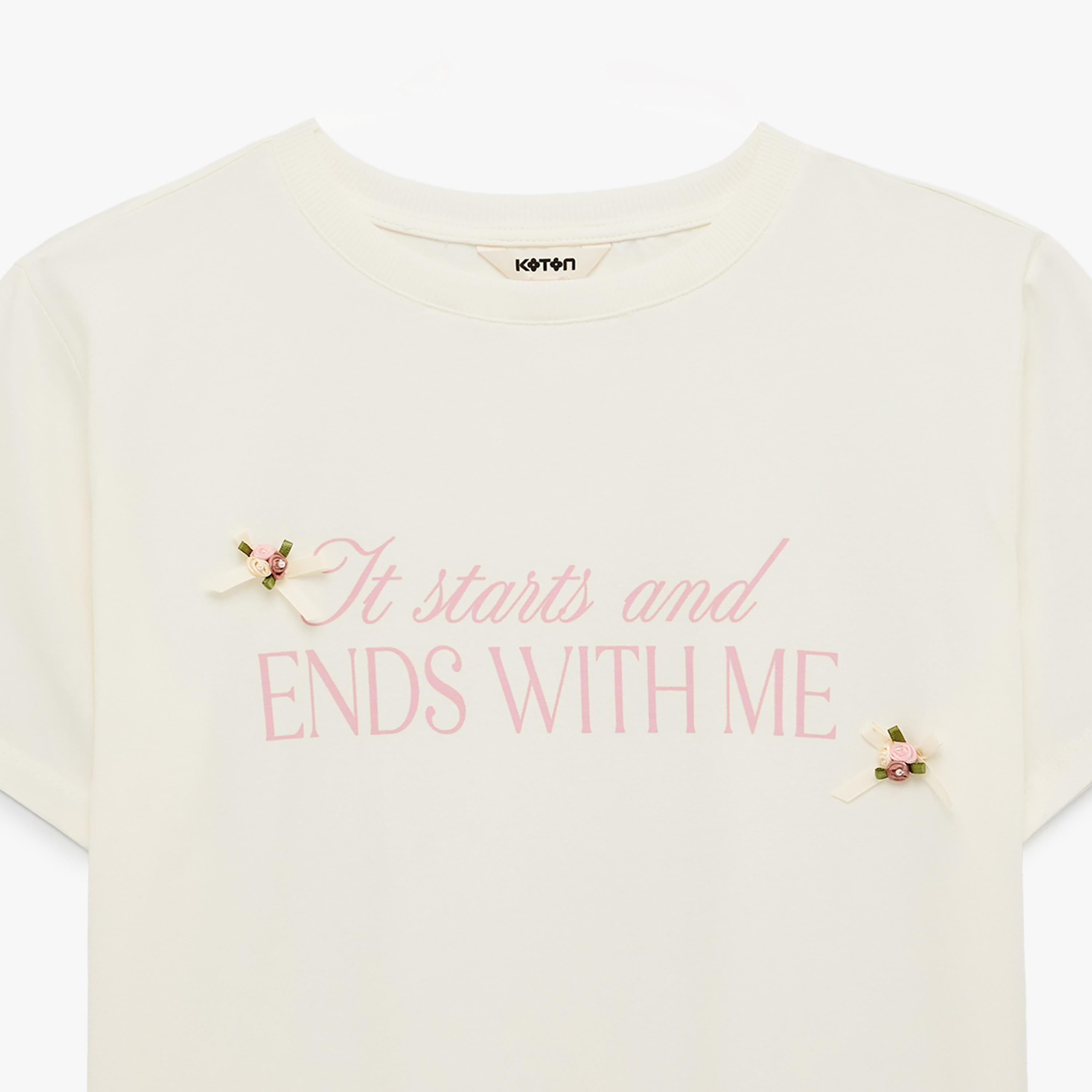 KOTON White Text-Print Women's T-Shirt-women-clothing-tshirts-image-5