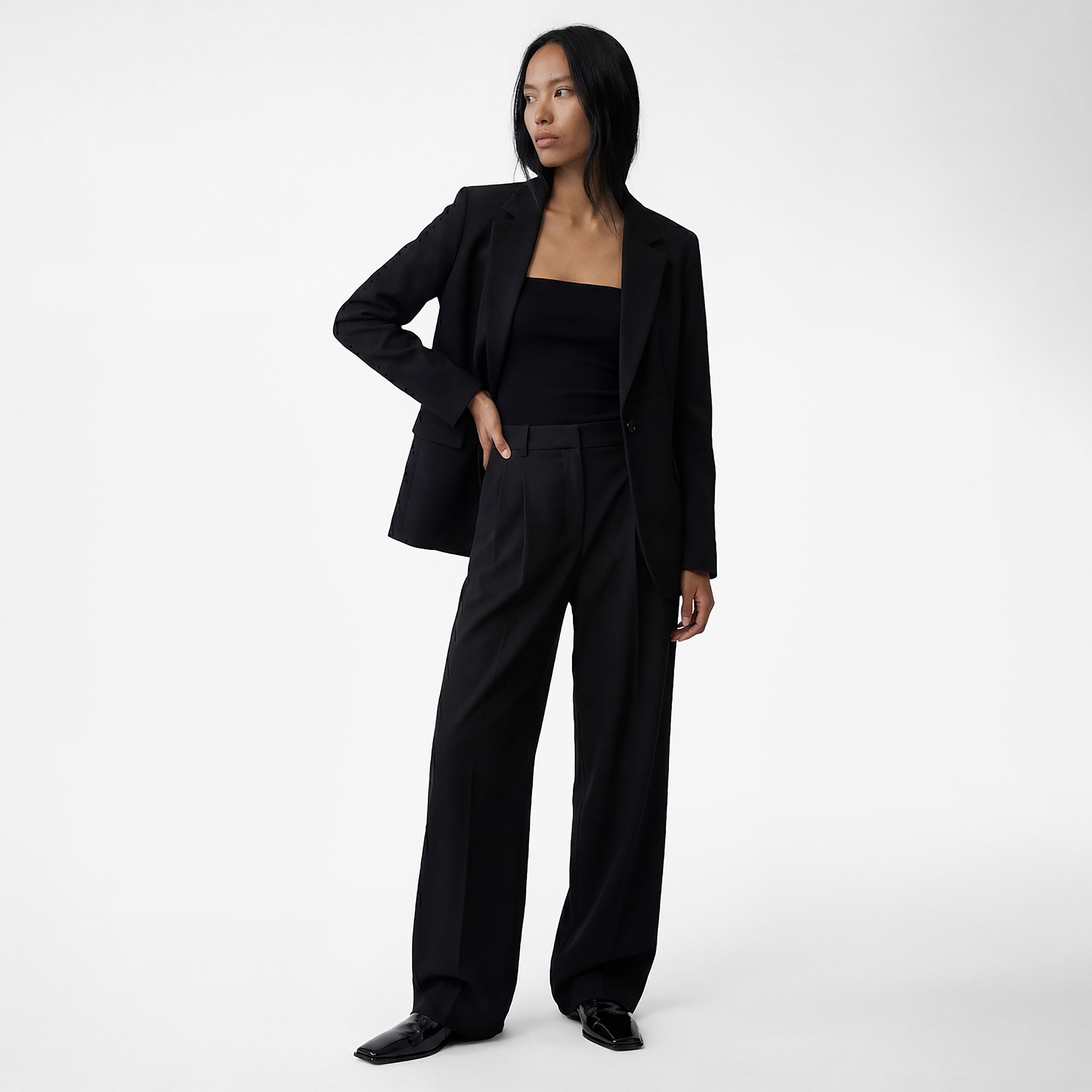KOTON Black Lapel Collar Women's Single Breasted Blazer-women-clothing-coatsandjackets-blazers-image-2