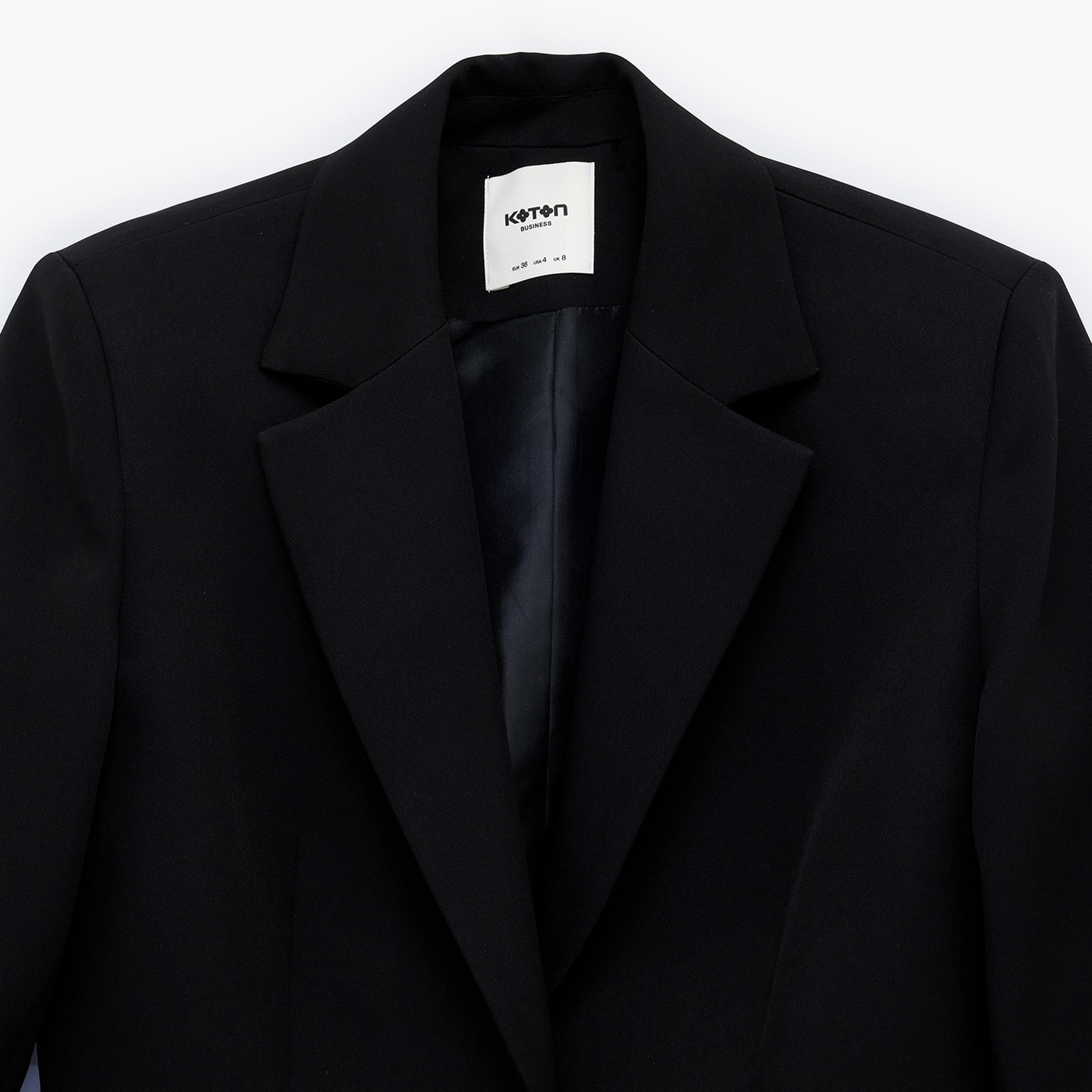 KOTON Black Lapel Collar Women's Single Breasted Blazer-women-clothing-coatsandjackets-blazers-image-5