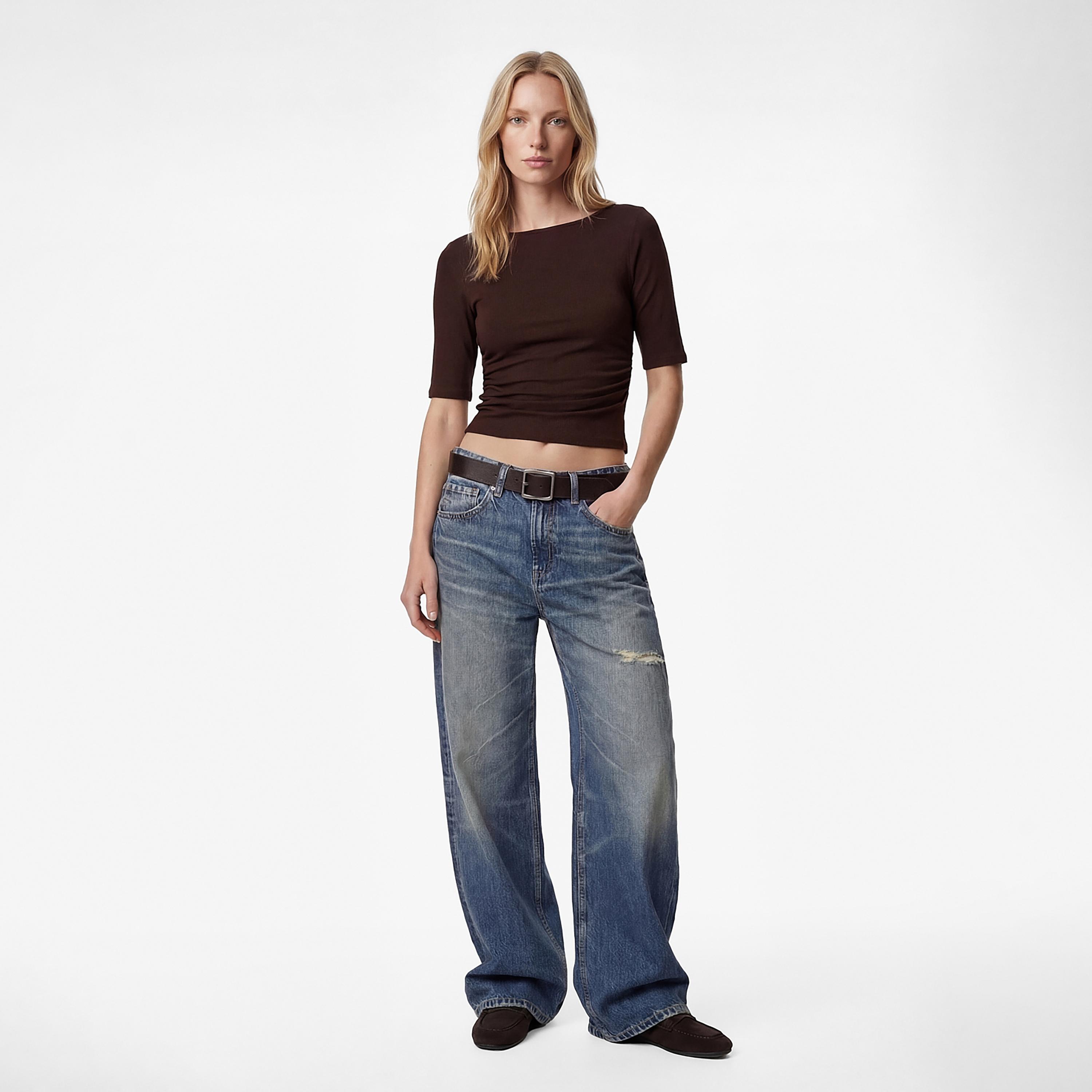 KOTON Brown Ruched Women's Top-women-clothing-shirtsandblouses-blouses-image-2