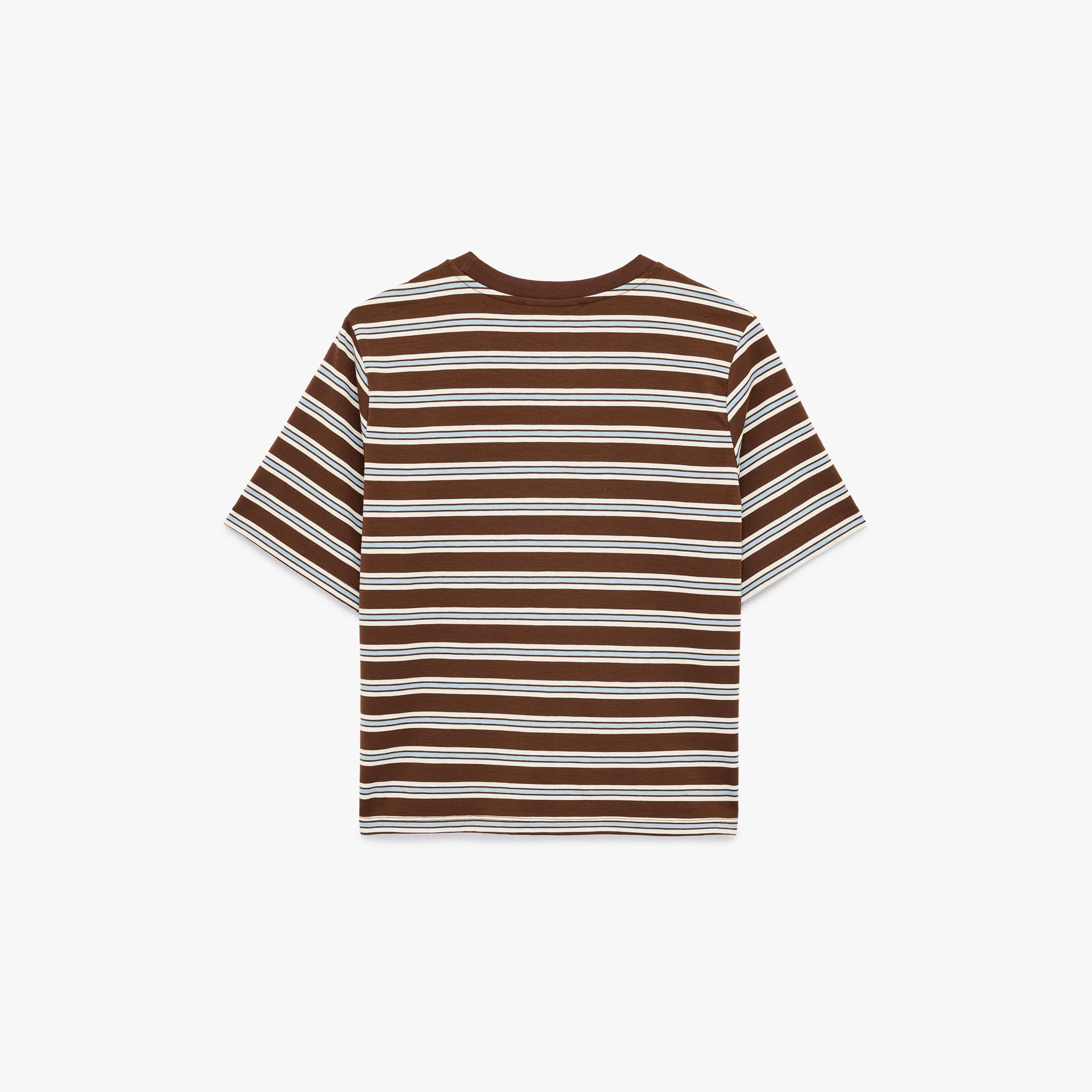 KOTON Brown Striped Women's T-Shirt-women-clothing-tshirts-image-4