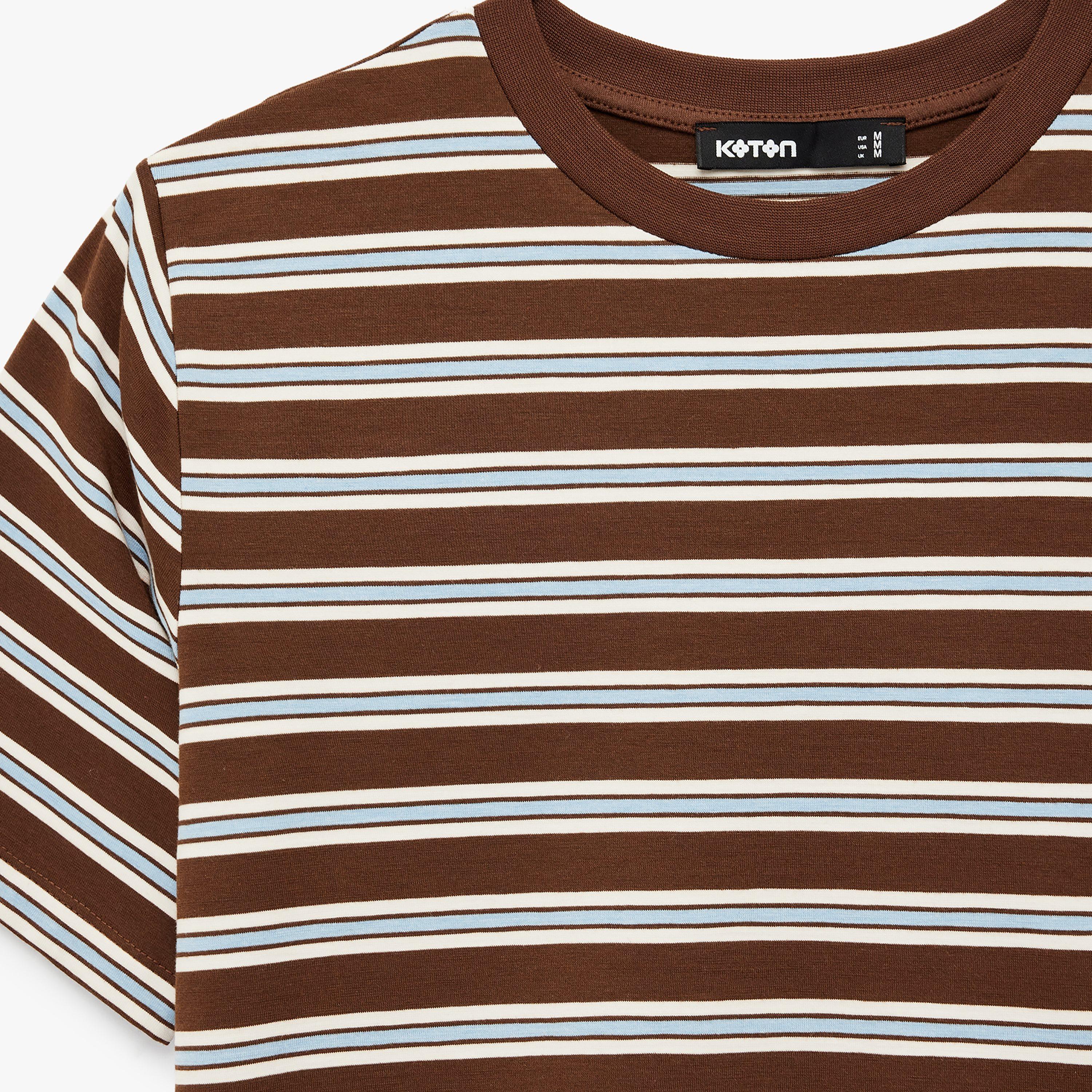 KOTON Brown Striped Women's T-Shirt-women-clothing-tshirts-image-5
