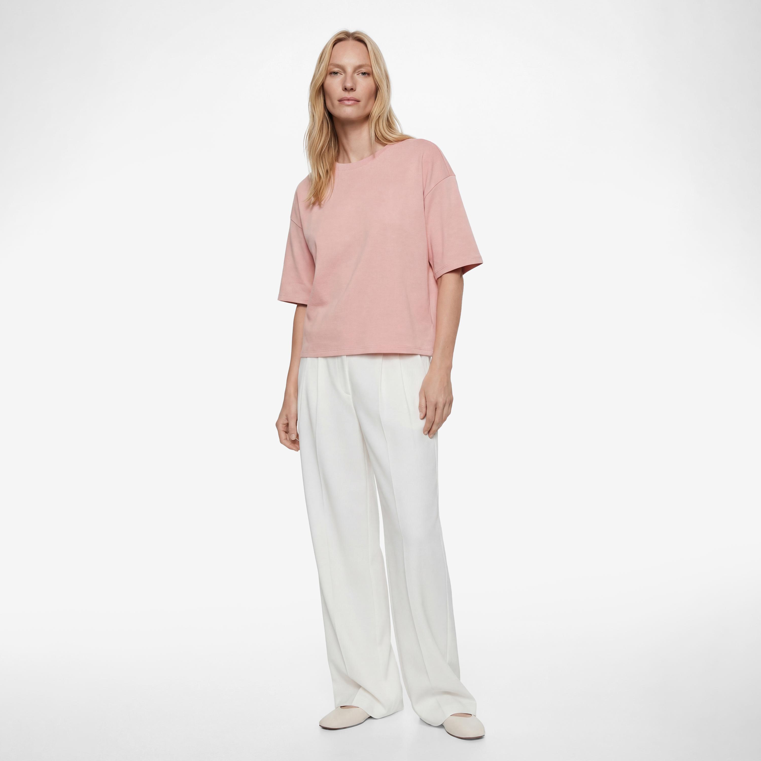 KOTON Peach Drop Shoulder Sleeves Women's T-Shirt-women-clothing-tshirts-image-2