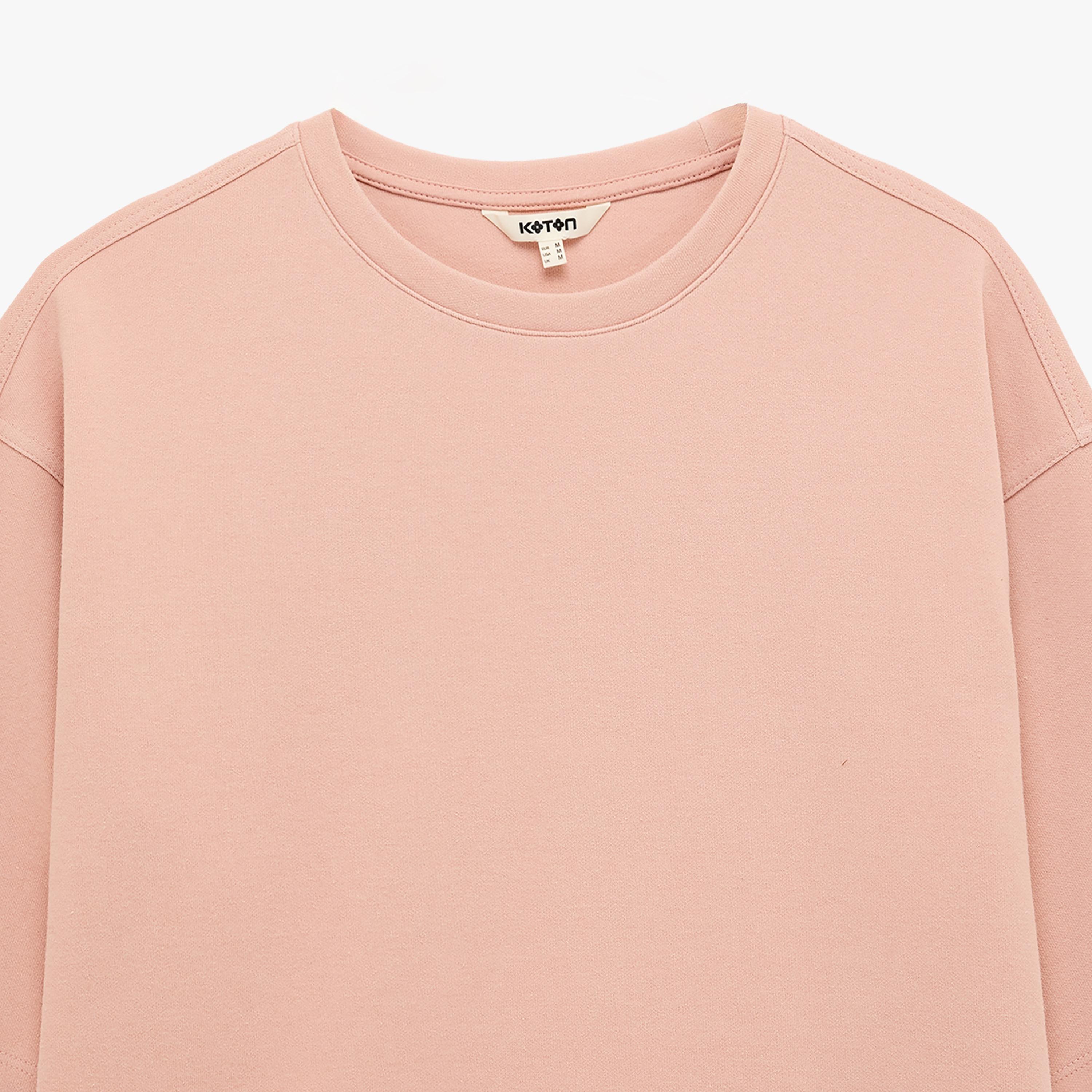 KOTON Peach Drop Shoulder Sleeves Women's T-Shirt-women-clothing-tshirts-image-5