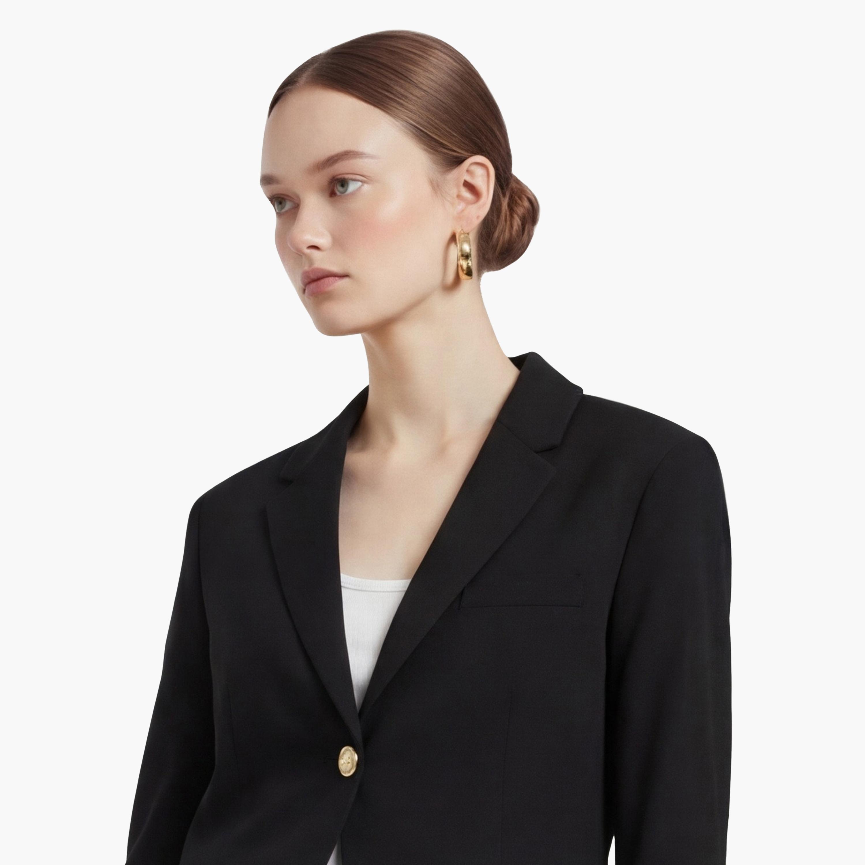 KOTON Black Notch Lapel Women's Single Breasted Blazer-women-clothing-coatsandjackets-blazers-image-5
