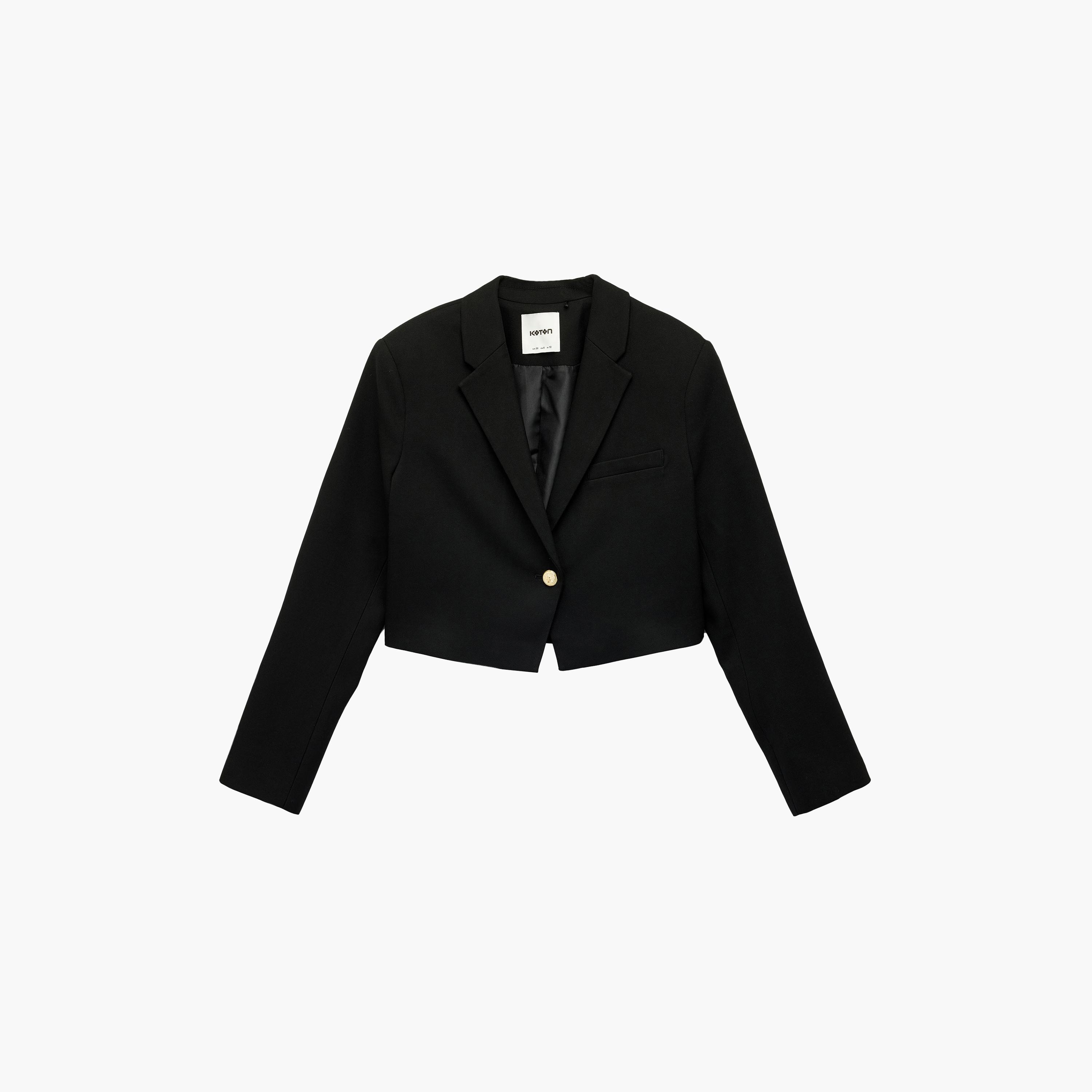 KOTON Black Notch Lapel Women's Single Breasted Blazer-women-clothing-coatsandjackets-blazers-image-6