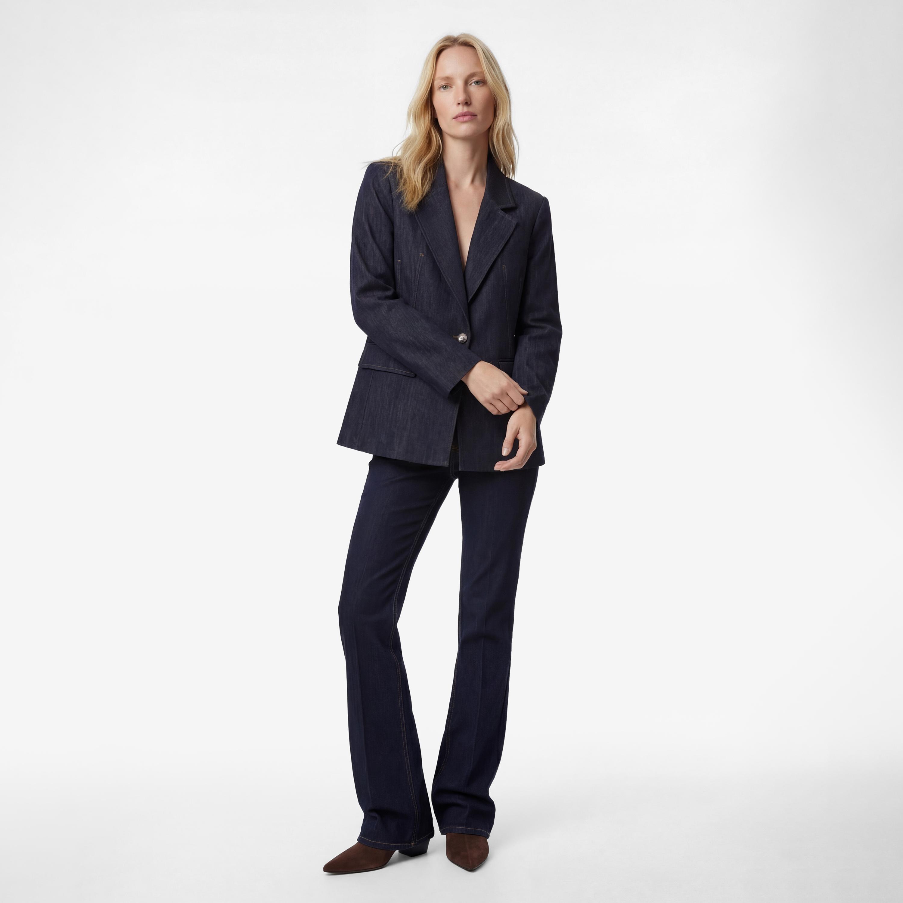 KOTON Navy Notch Lapel Women's Single Breasted Blazer-women-clothing-coatsandjackets-blazers-image-2