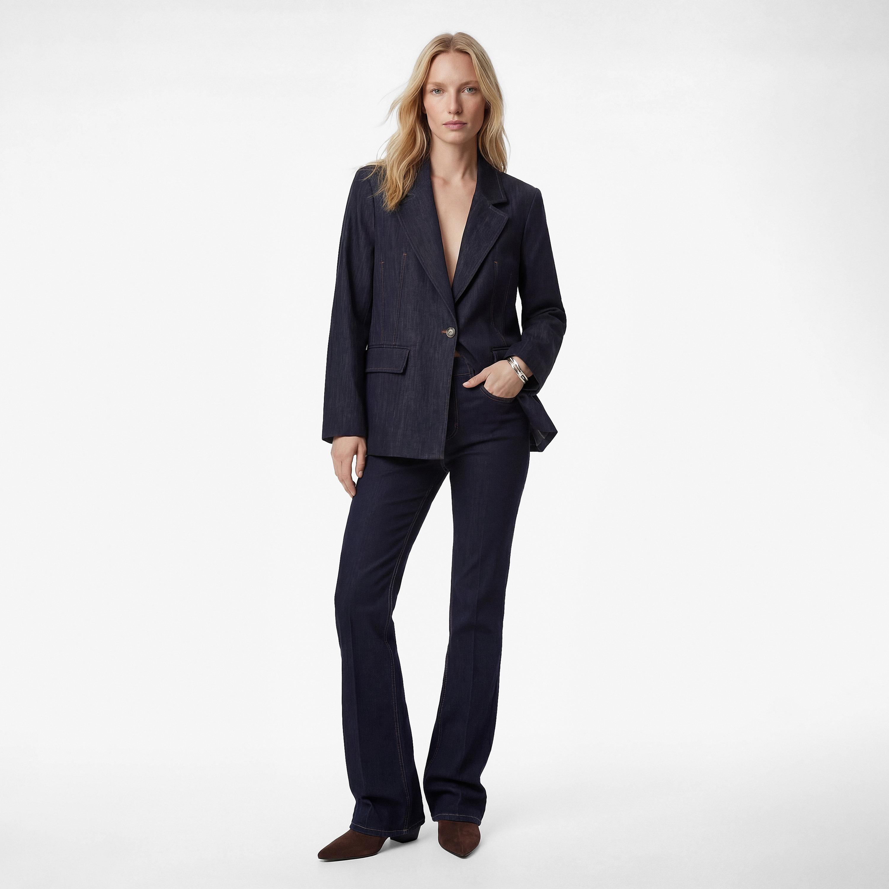 KOTON Navy Notch Lapel Women's Single Breasted Blazer-women-clothing-coatsandjackets-blazers-image-3