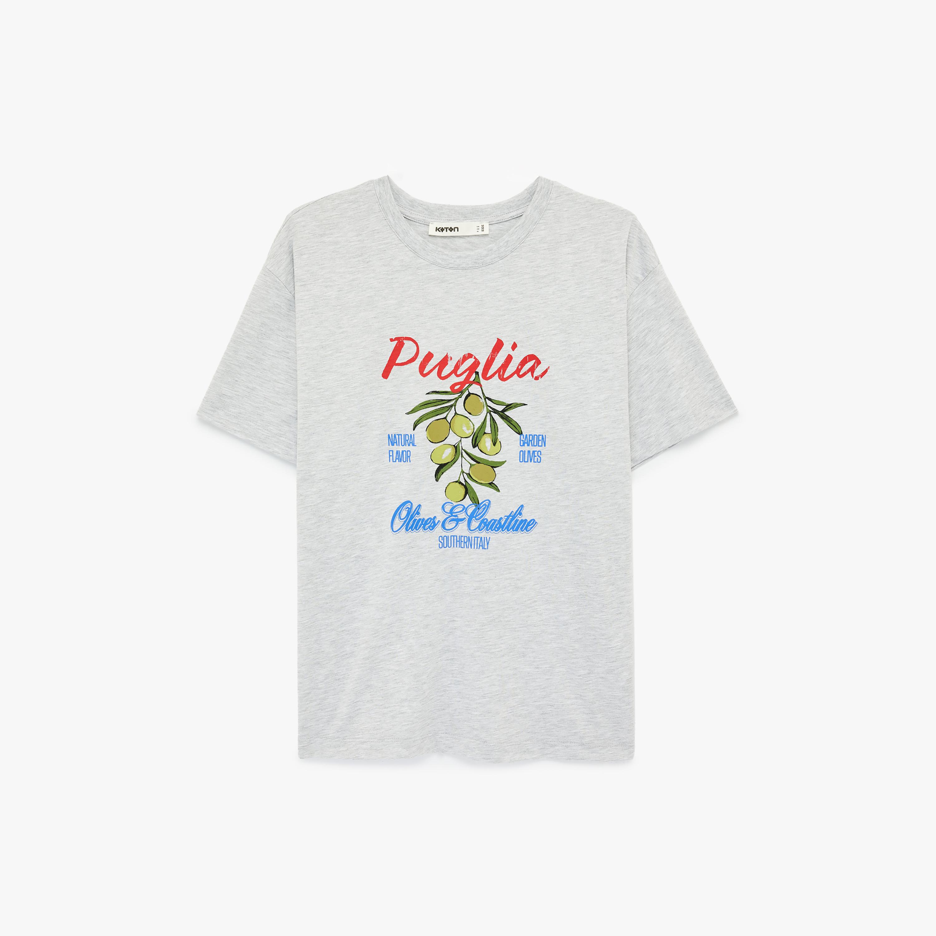 تيشيرت نسائي بطبعة "غرافيك" الزيتون بلون رمادي من كوتون-women-clothing-tshirts-image-4